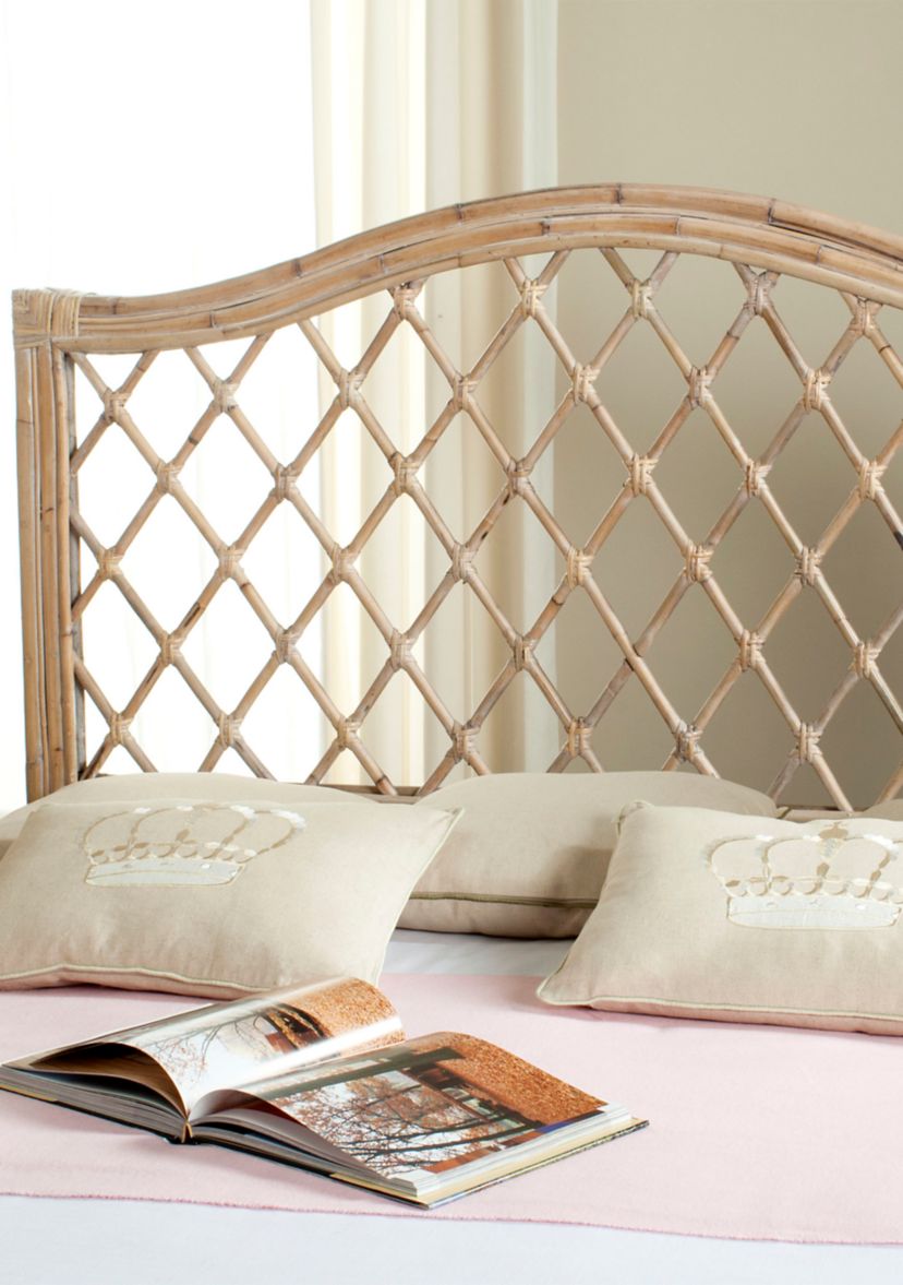 Gabrielle White Washed Wicker Headboard