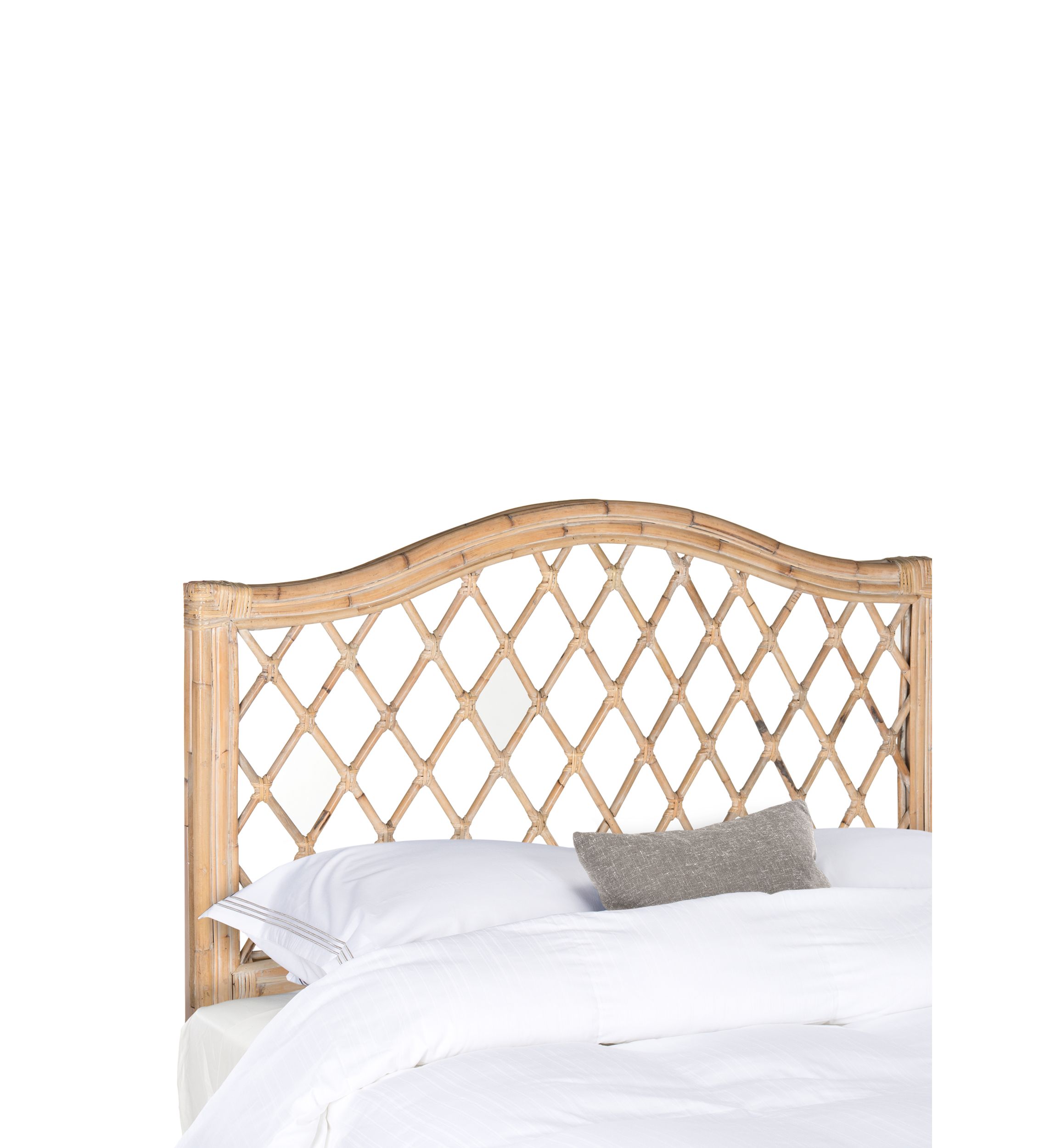 Gabrielle White Washed Wicker Headboard