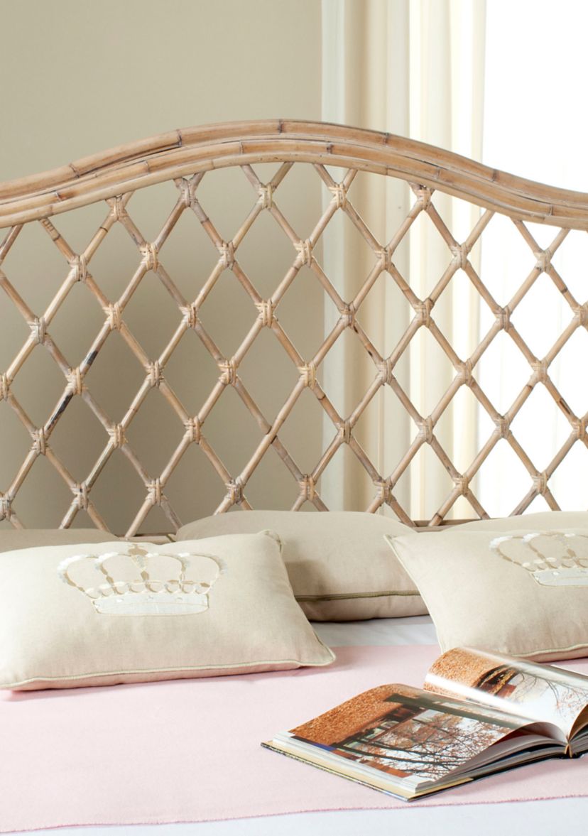 Gabrielle White Washed Wicker Headboard
