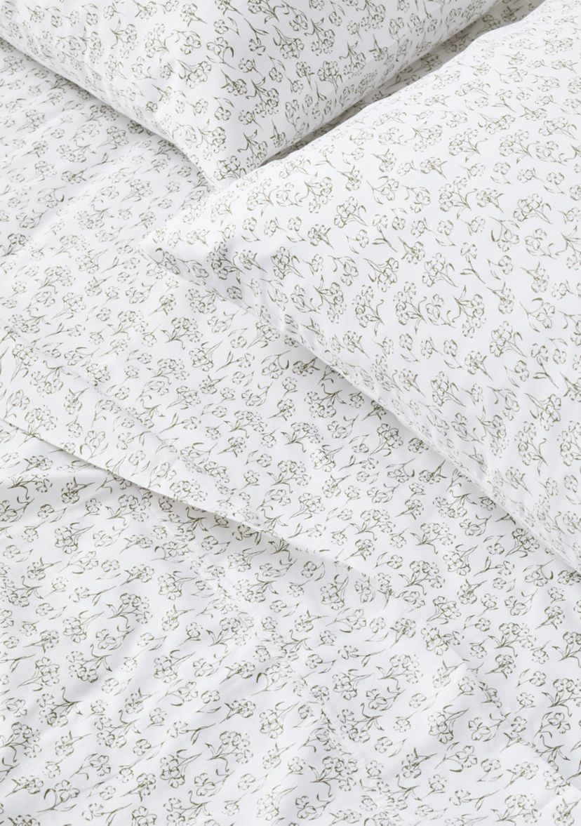 Performance 400 Thread Count Green Floral Sheet Set
