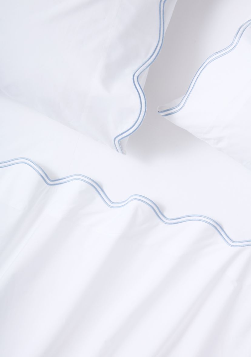 Wave Blue Embroidered 300 Thread Count Sheet Set