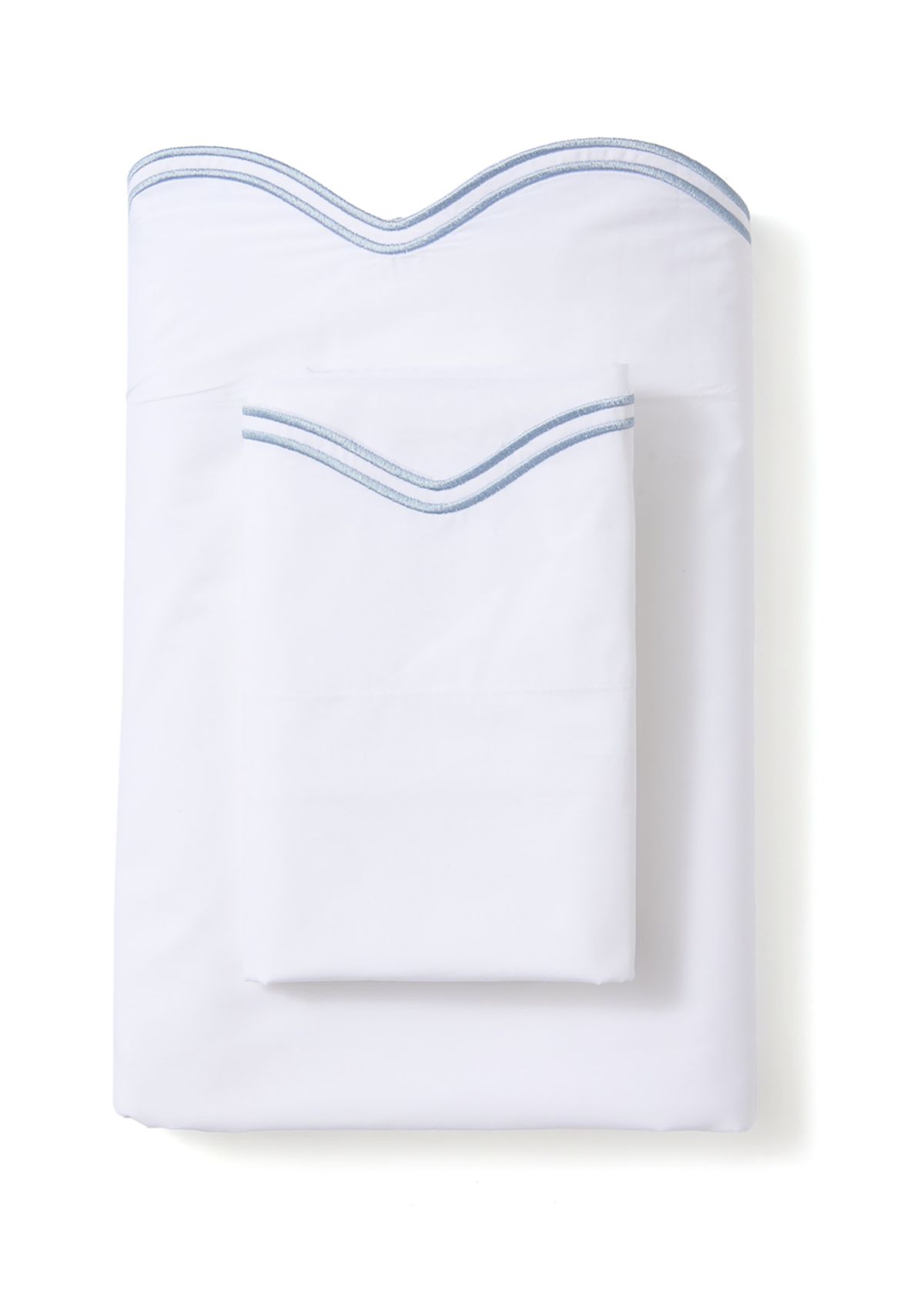 Wave Blue Embroidered 300 Thread Count Sheet Set