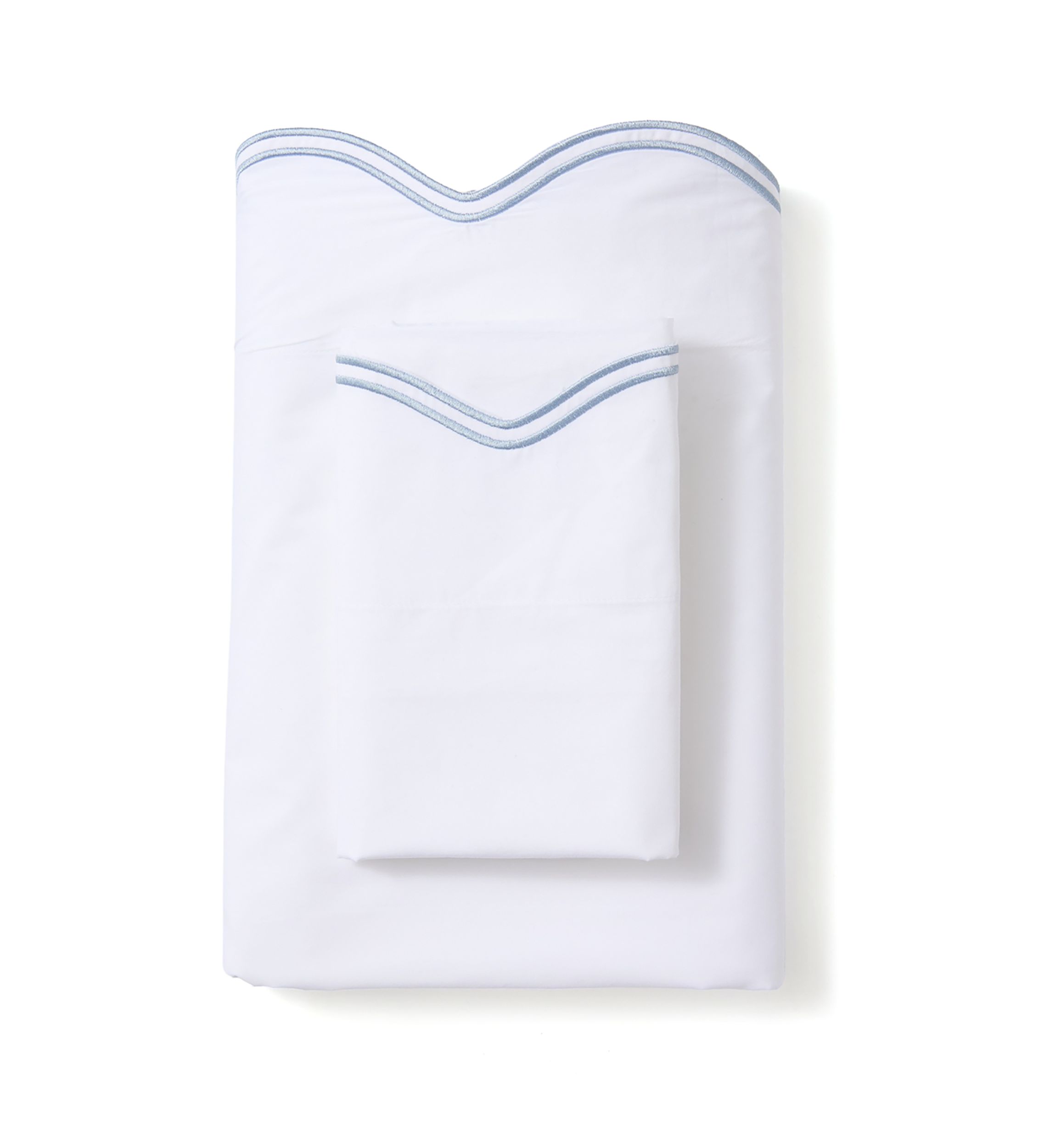 Wave Blue Embroidered 300 Thread Count Sheet Set