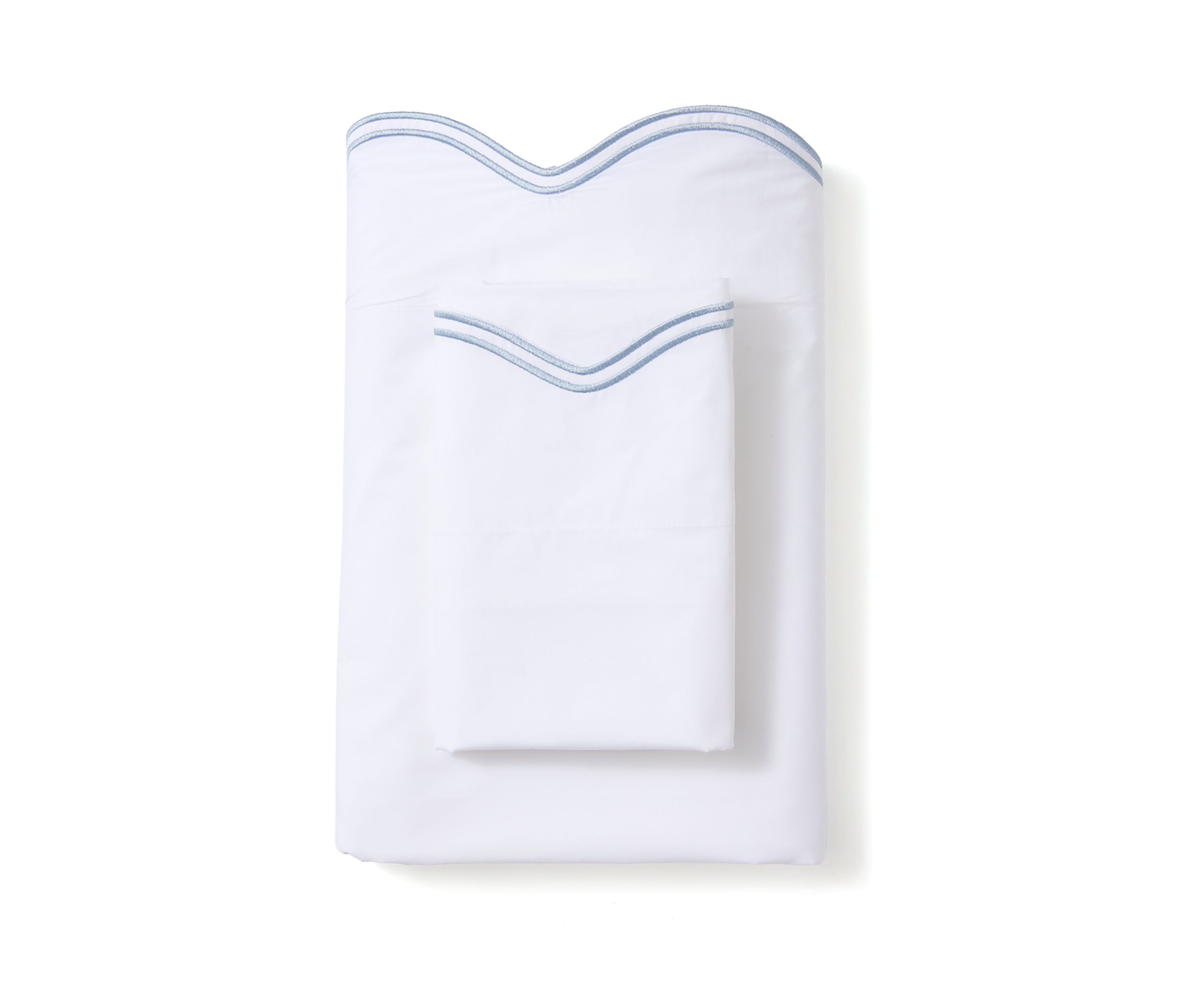 Wave Blue Embroidered 300 Thread Count Sheet Set
