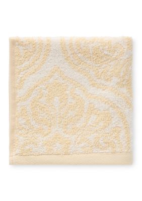 Crown & Ivy Jacquard Bath Towels, Sand, Washcloth
