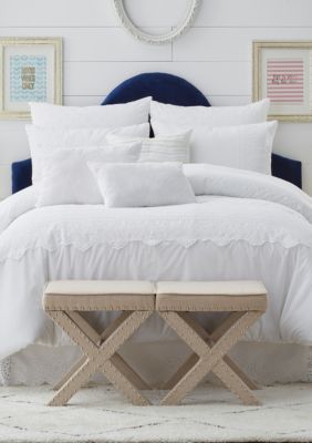 White eyelet shop pillow shams