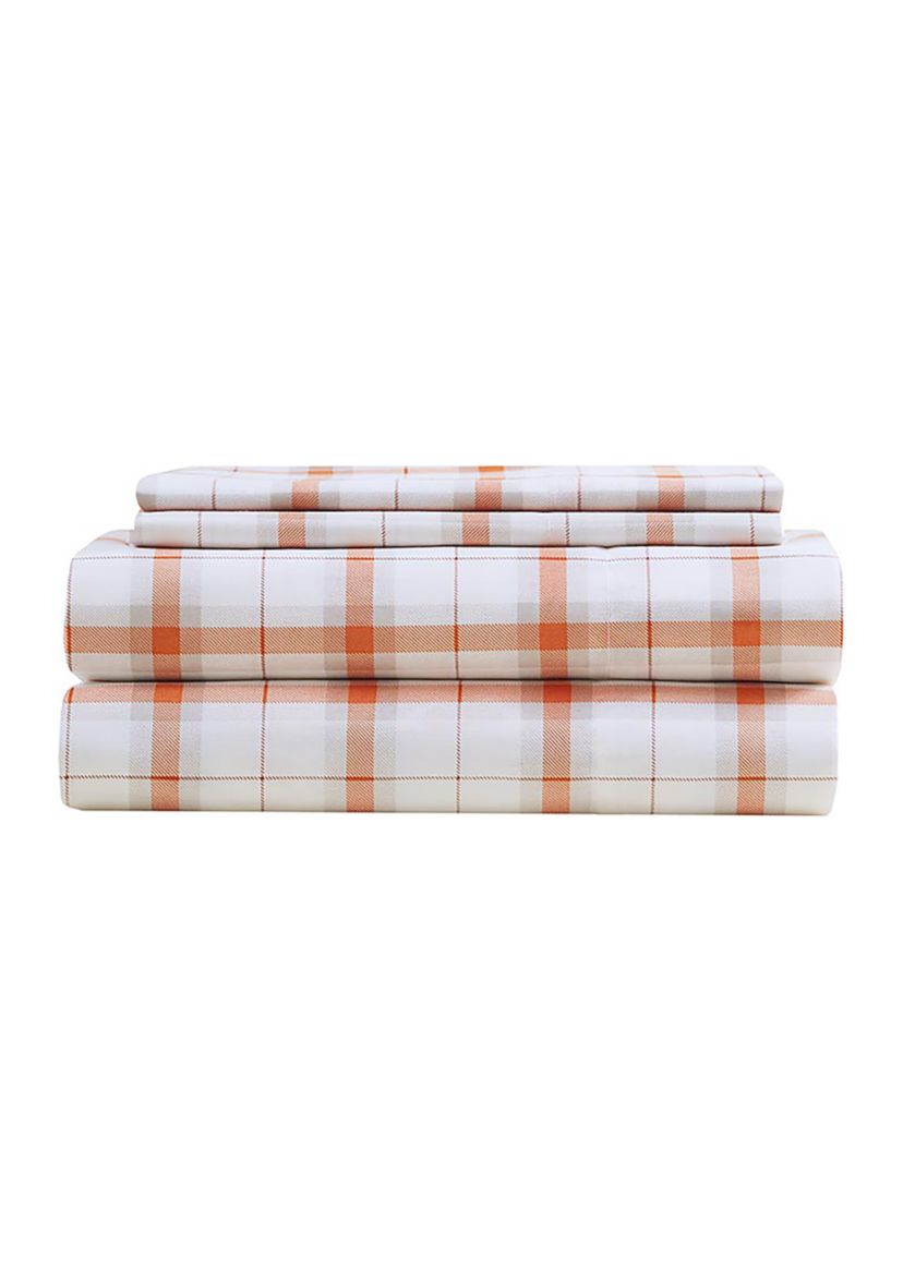 Fall Orange Plaid Sheet Set 