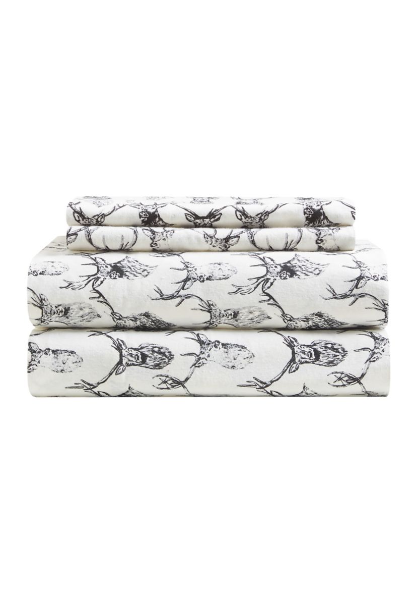 Deer Head Flannel Sheet Set 