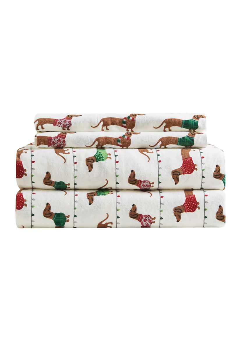 Dachshund Dog Flannel Sheet Set