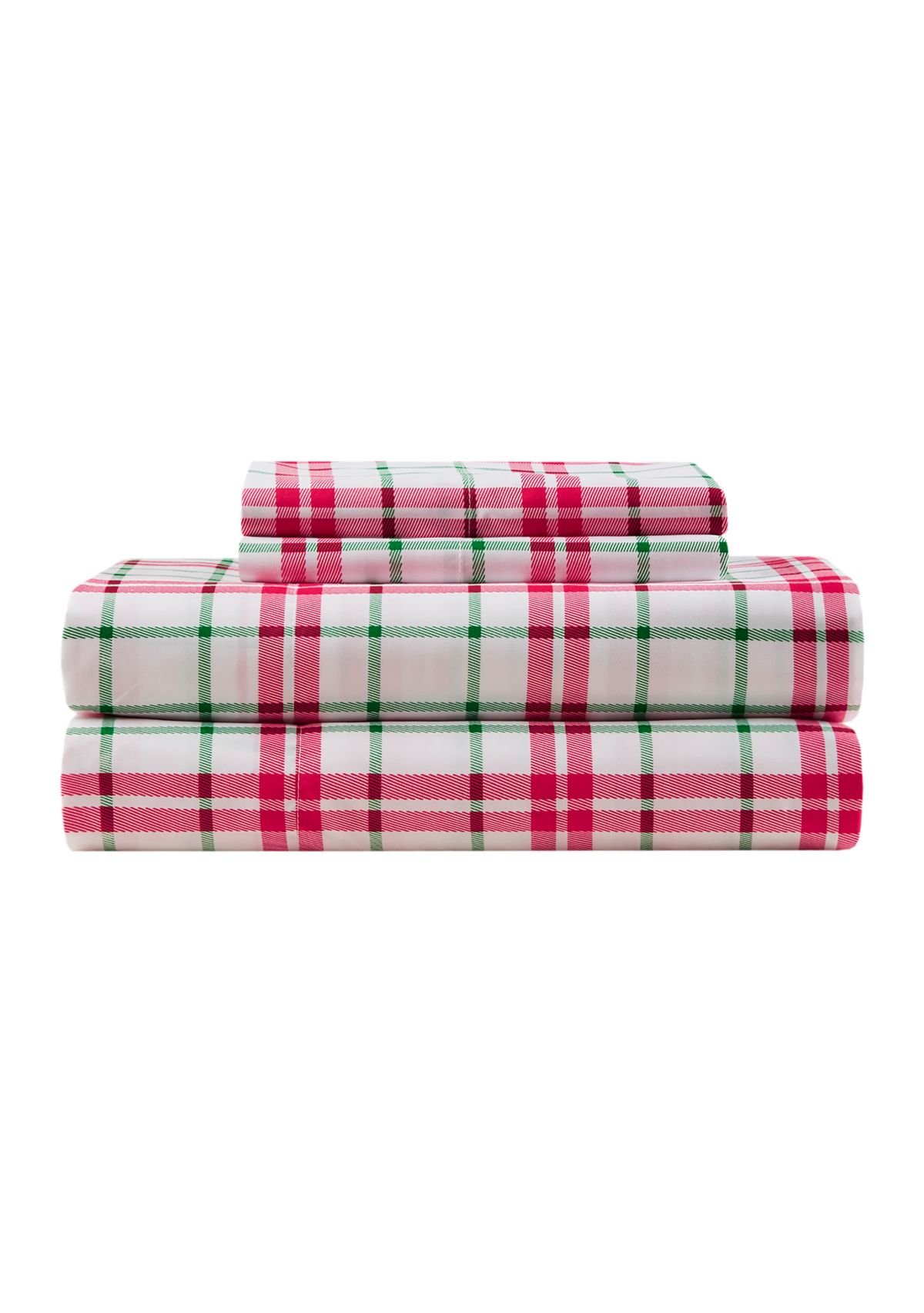 Red Green Plaid Printed Sheet Set