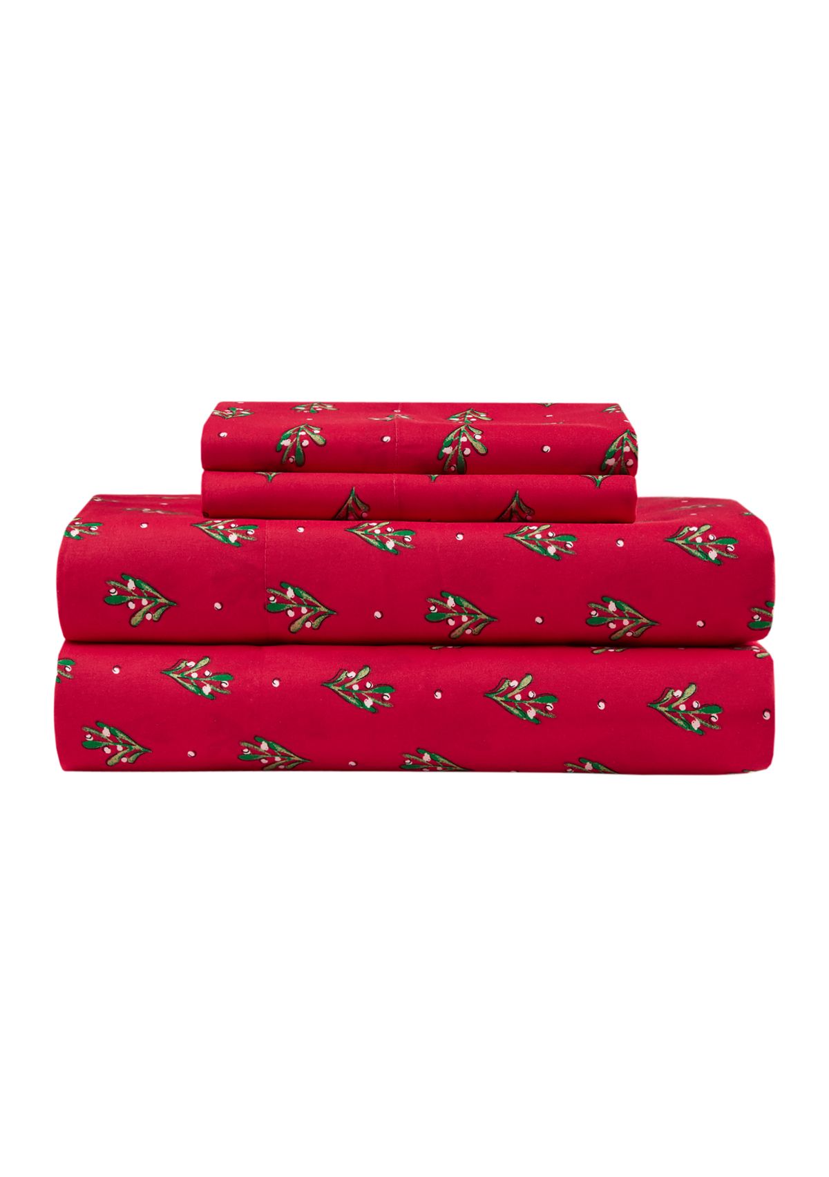 Red Poinsetta Printed Sheet Set