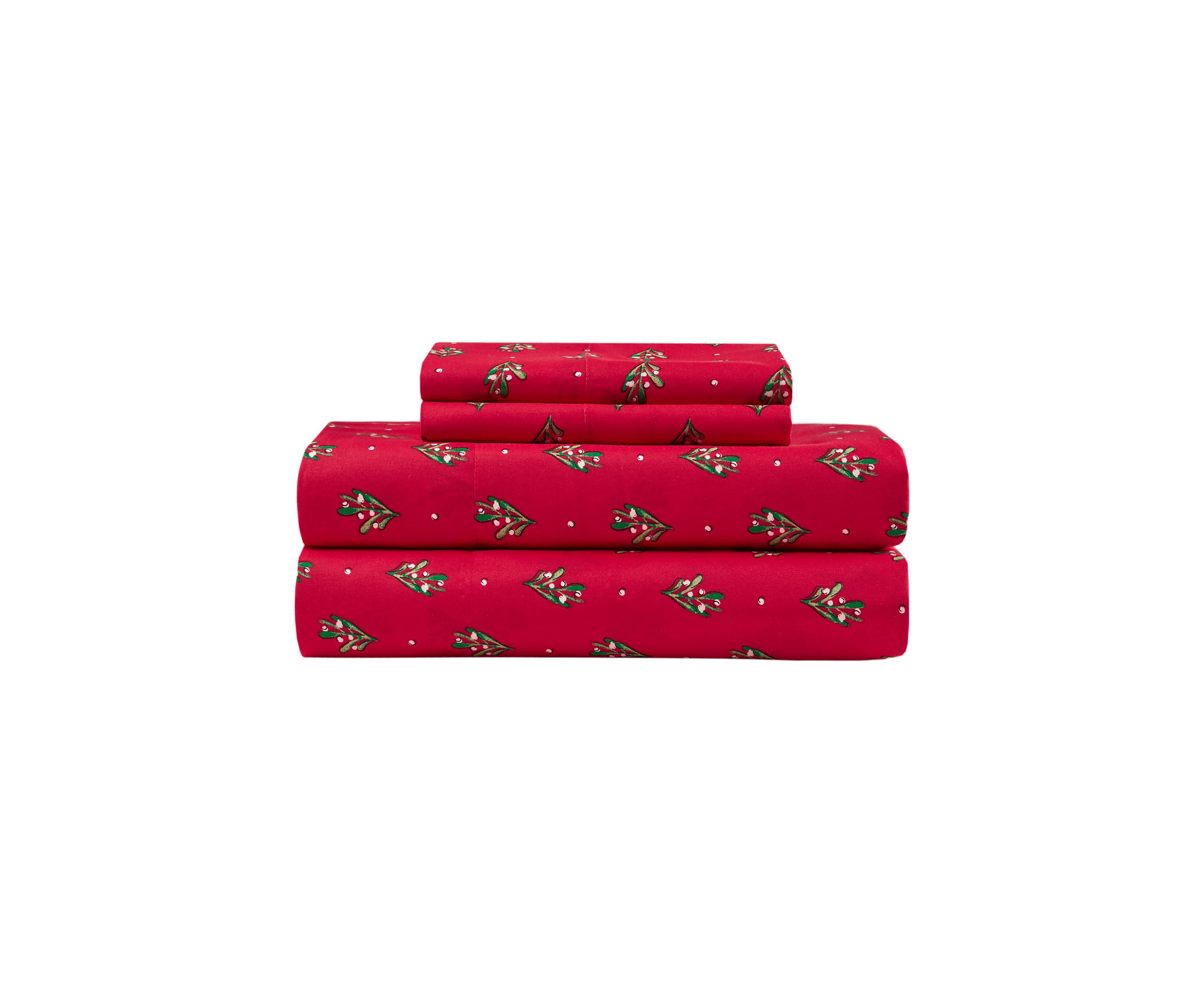 Red Poinsetta Printed Sheet Set