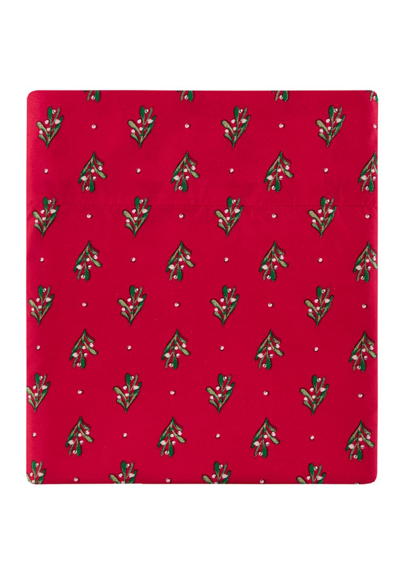 Red Poinsetta Printed Sheet Set