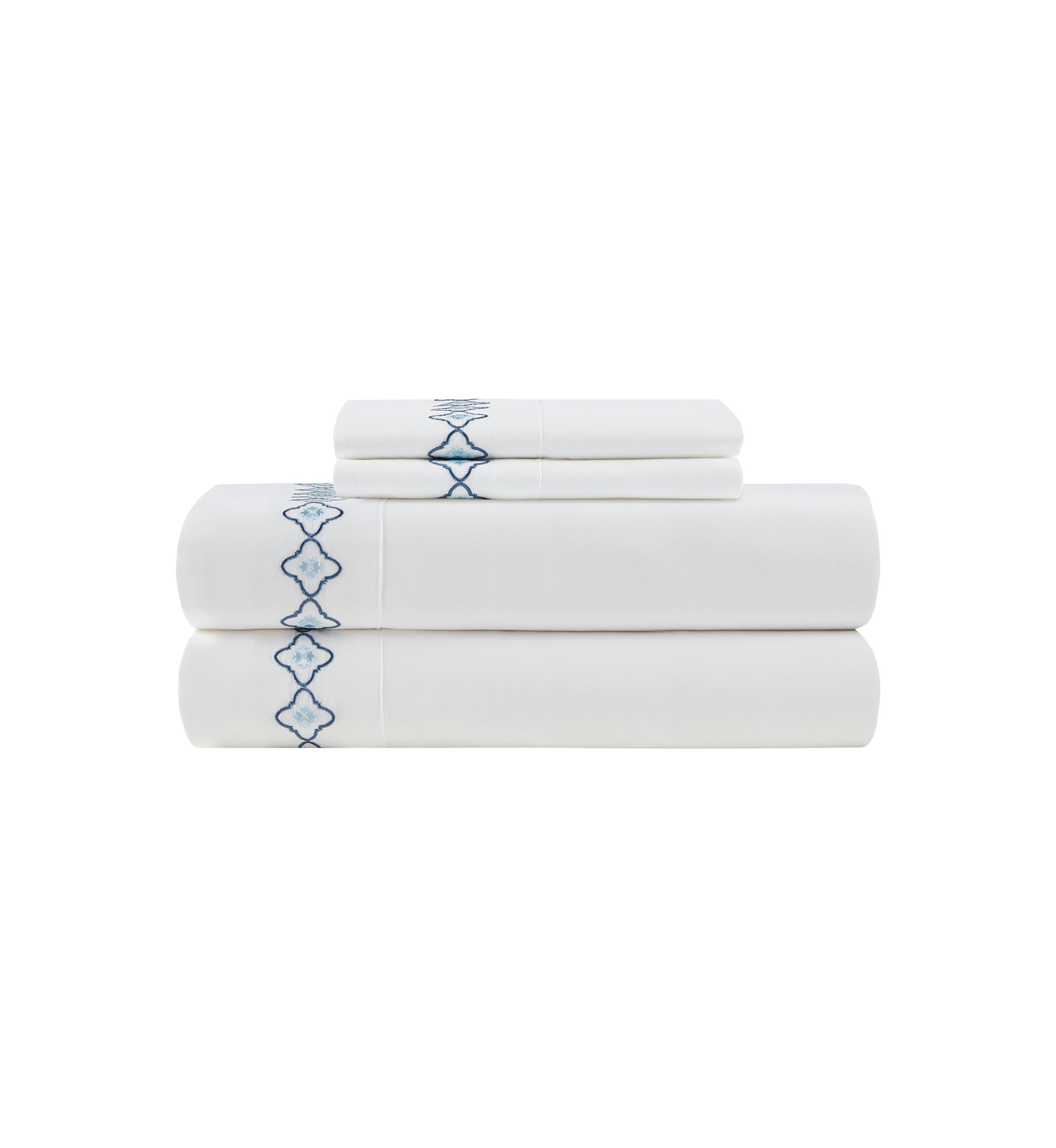 Embroidered Blue Medallion Sheet Set