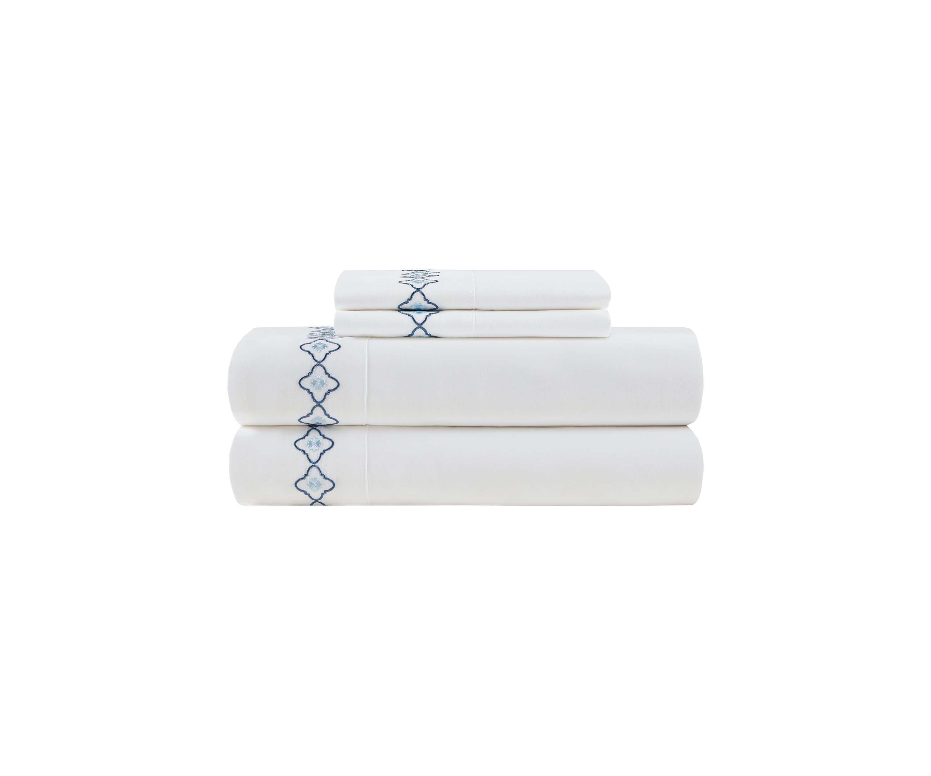 Embroidered Blue Medallion Sheet Set