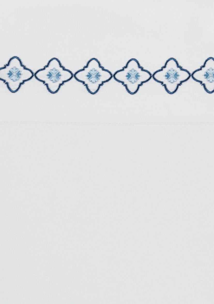 Embroidered Blue Medallion Sheet Set