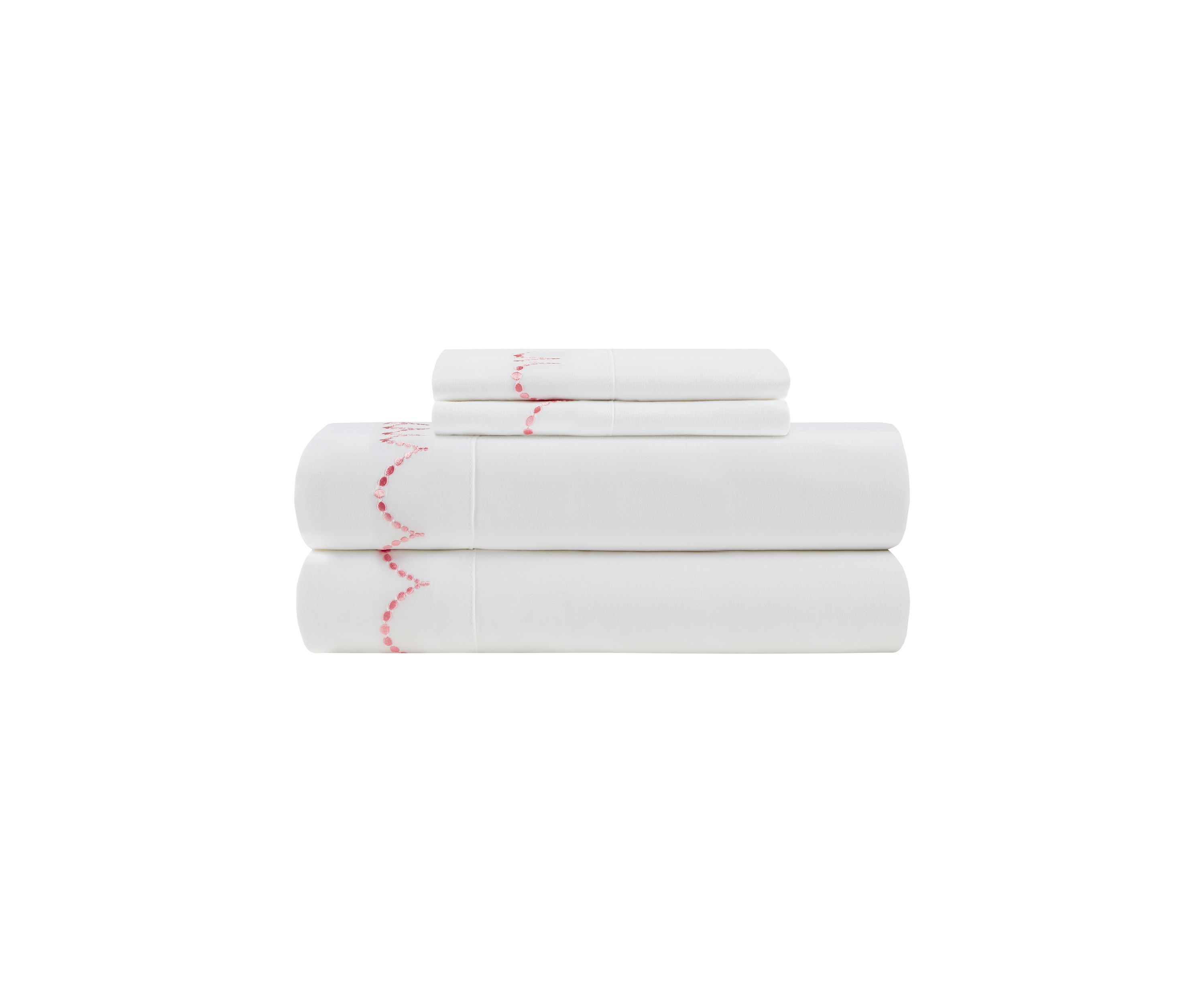 Embroidered Coral Scallop Sheet Set