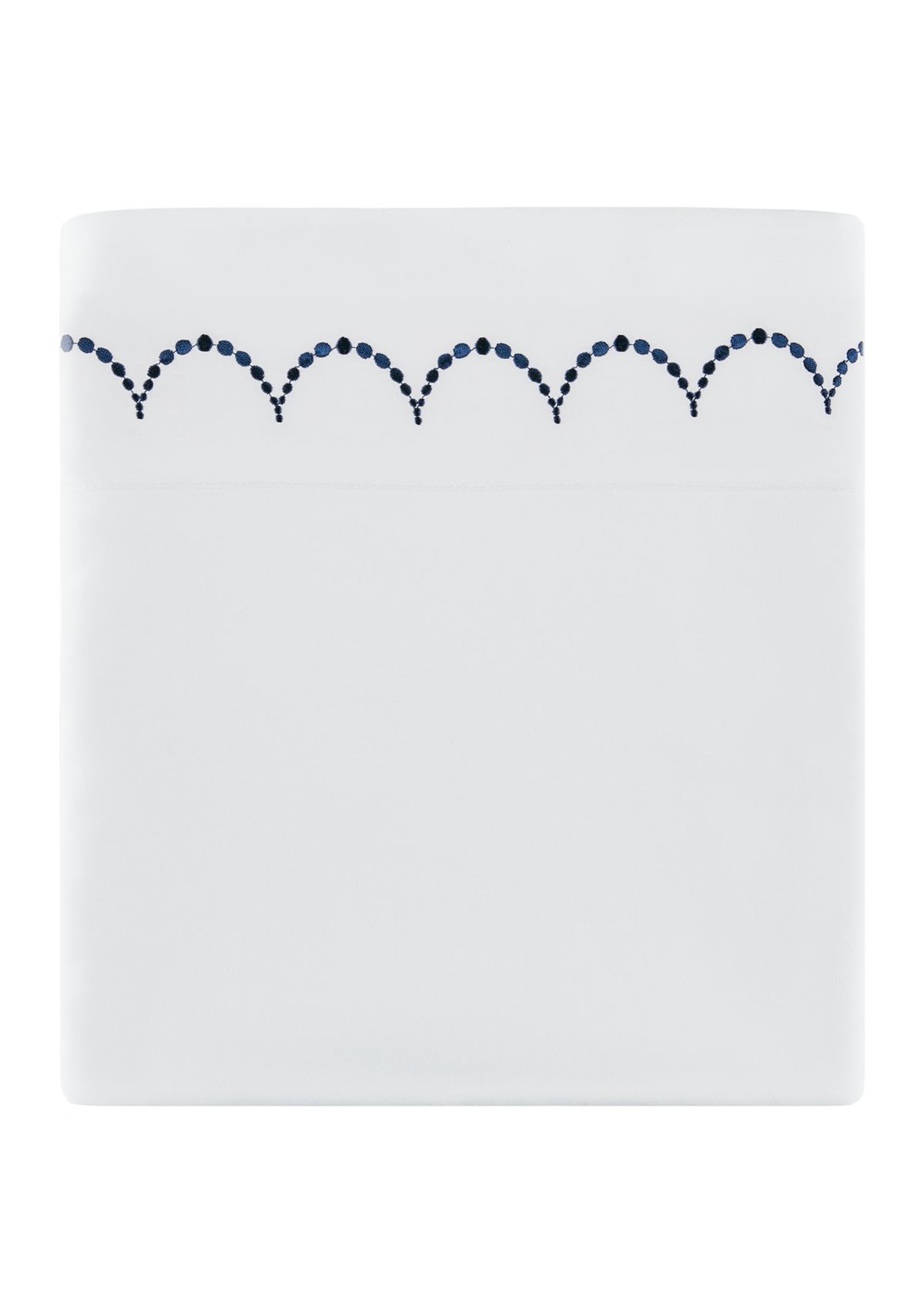Embroidered Navy Scallop Sheet Set