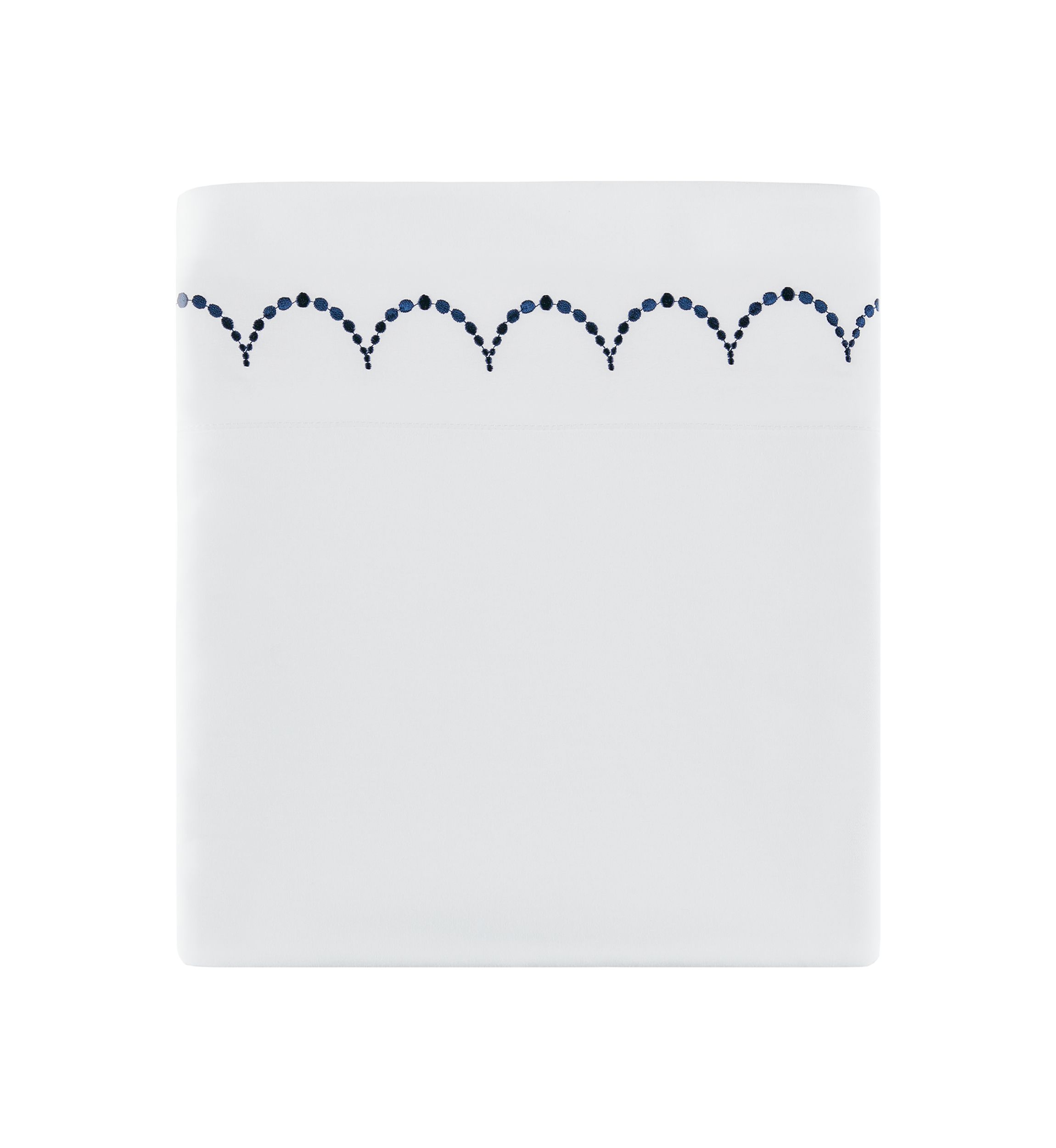 Embroidered Navy Scallop Sheet Set