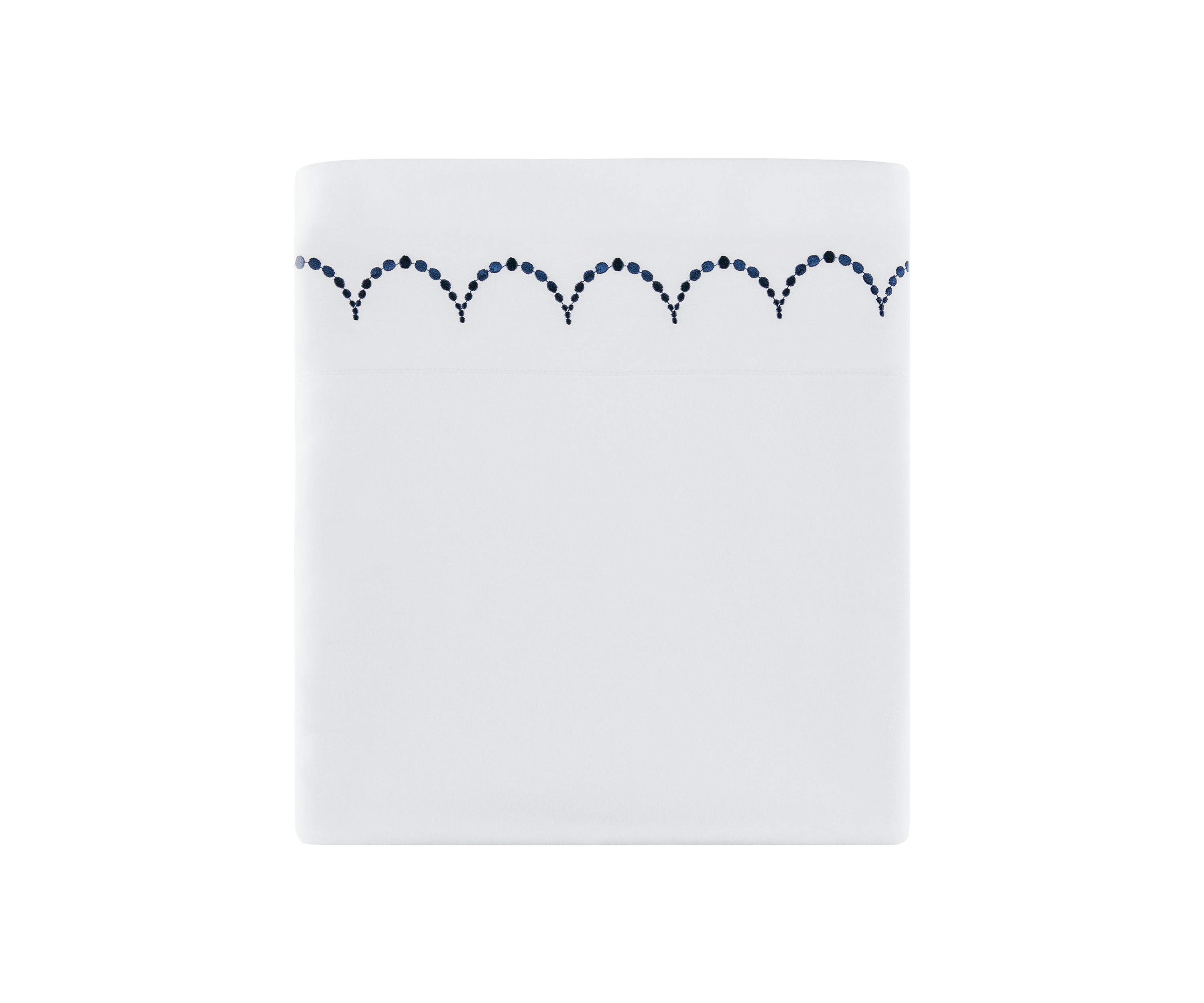 Embroidered Navy Scallop Sheet Set