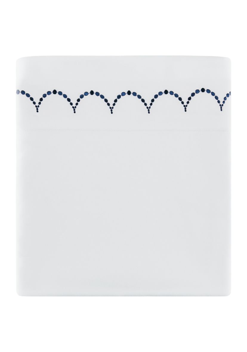 Embroidered Navy Scallop Sheet Set