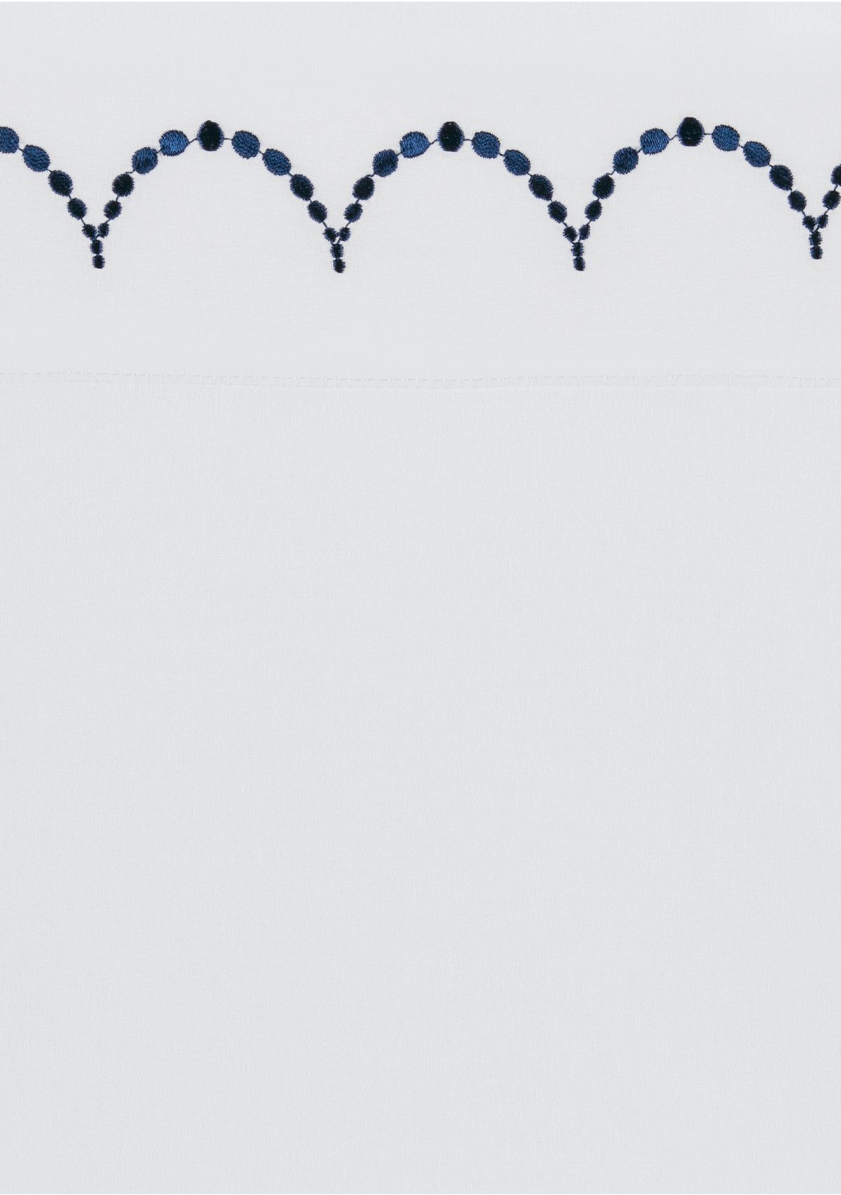 Embroidered Navy Scallop Sheet Set