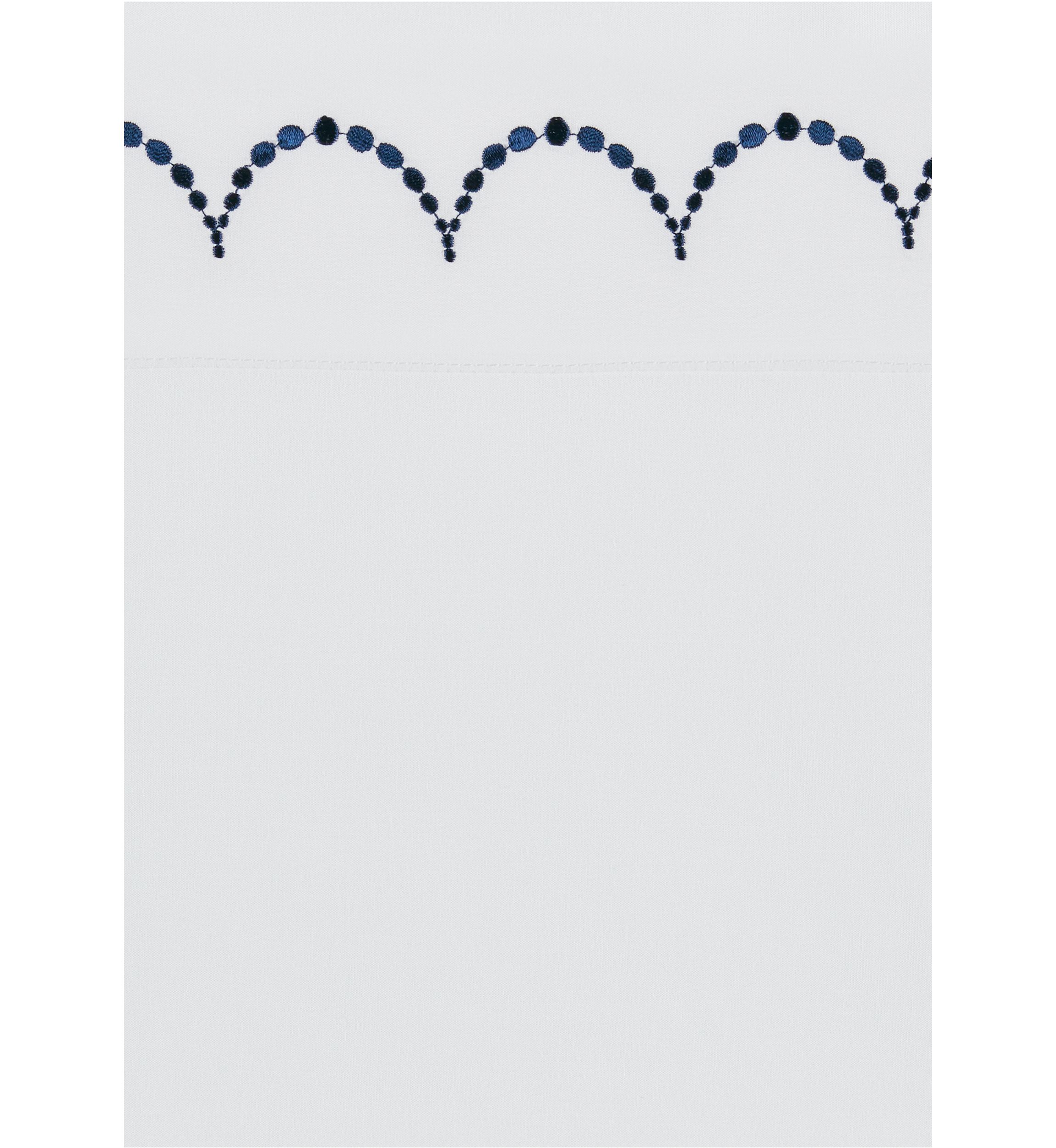 Embroidered Navy Scallop Sheet Set