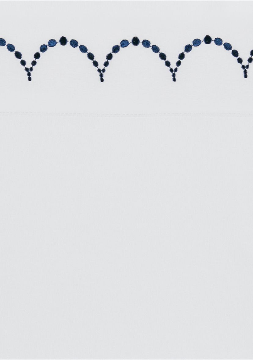 Embroidered Navy Scallop Sheet Set