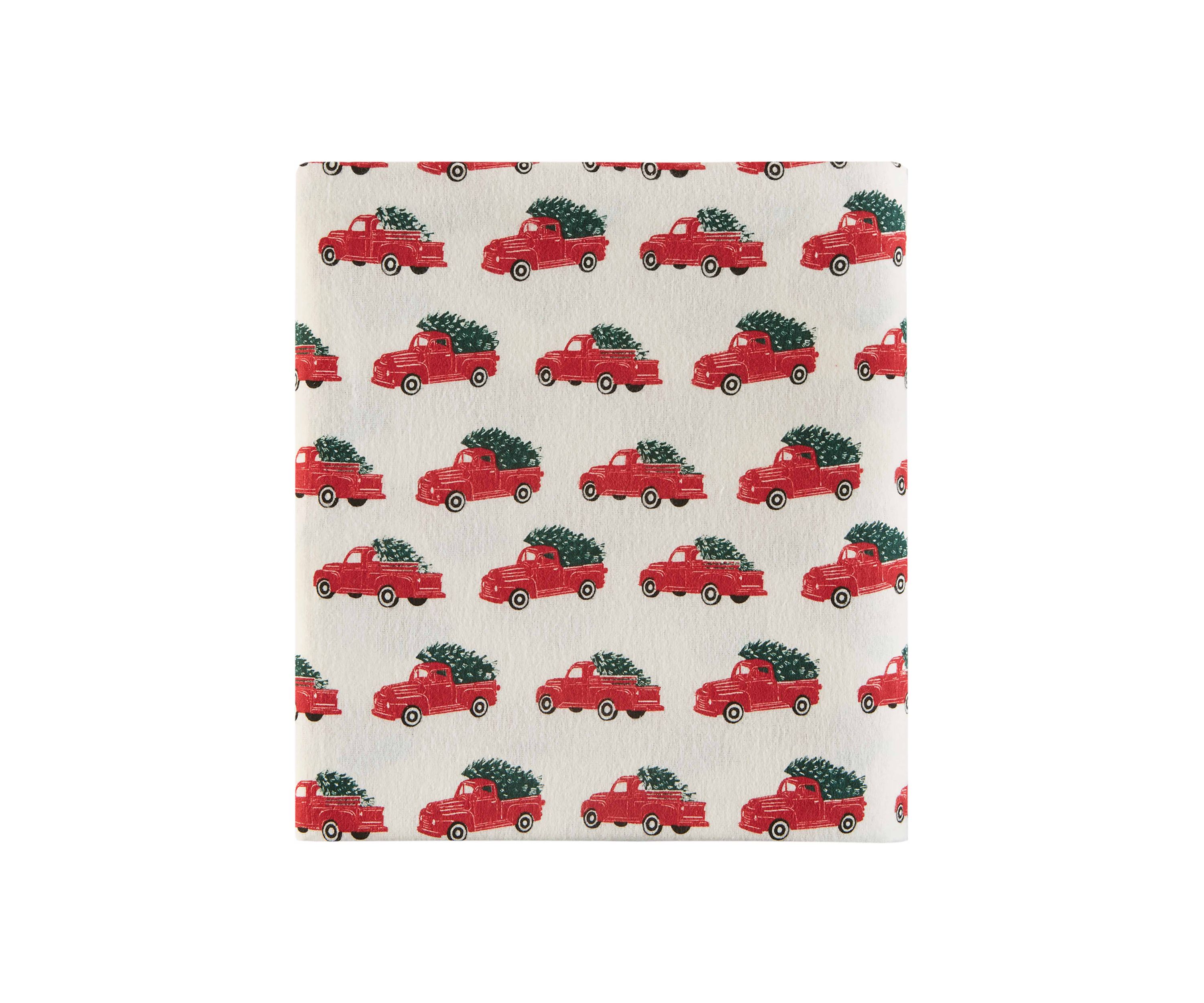 Christmas Wishes Truck With Tree Flannel Sheet Set