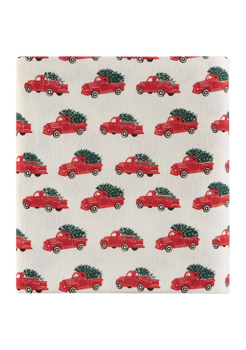 Christmas Wishes Truck With Tree Flannel Sheet Set