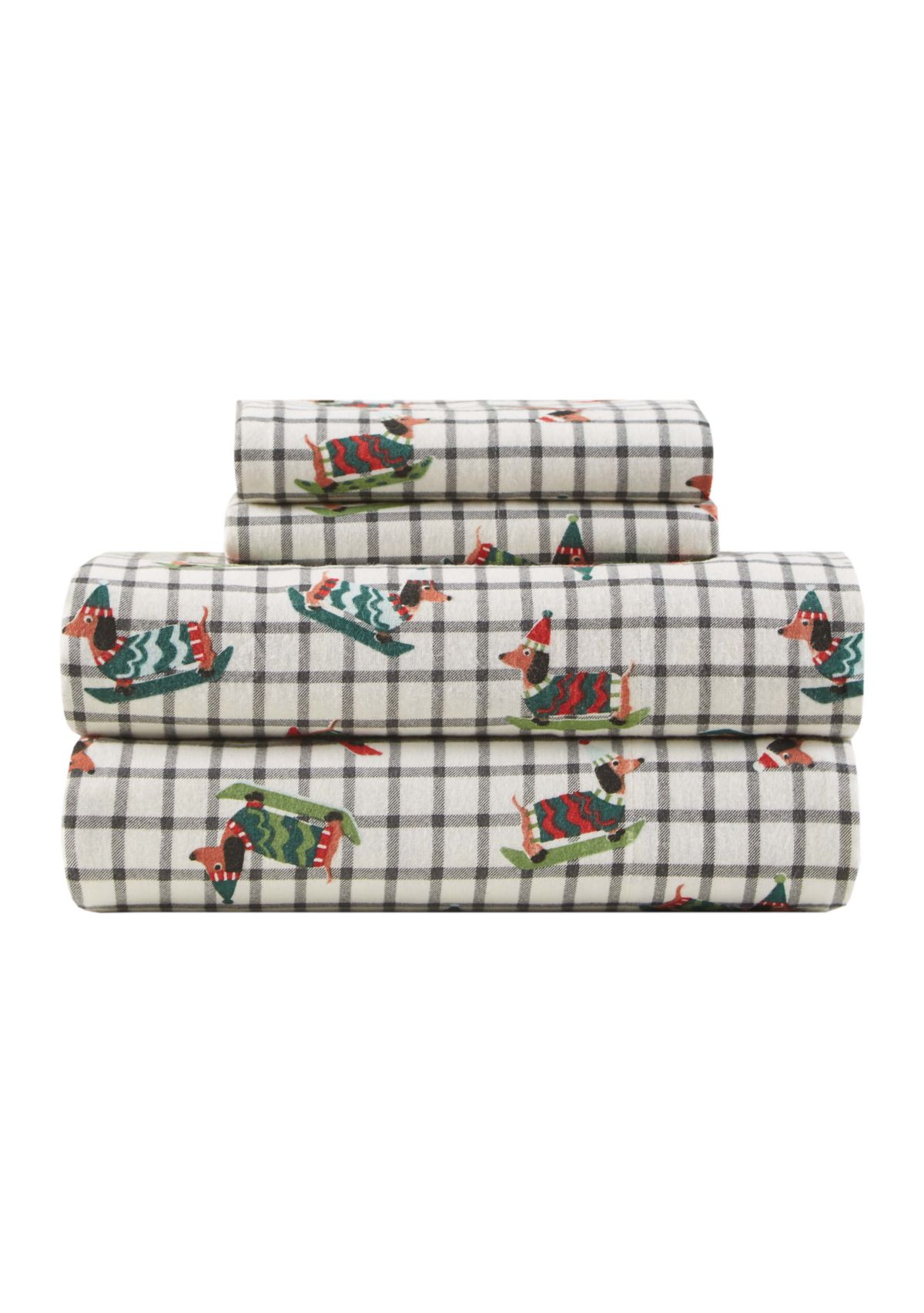 Christmas Wishes Dachshund Flannel Sheet Set