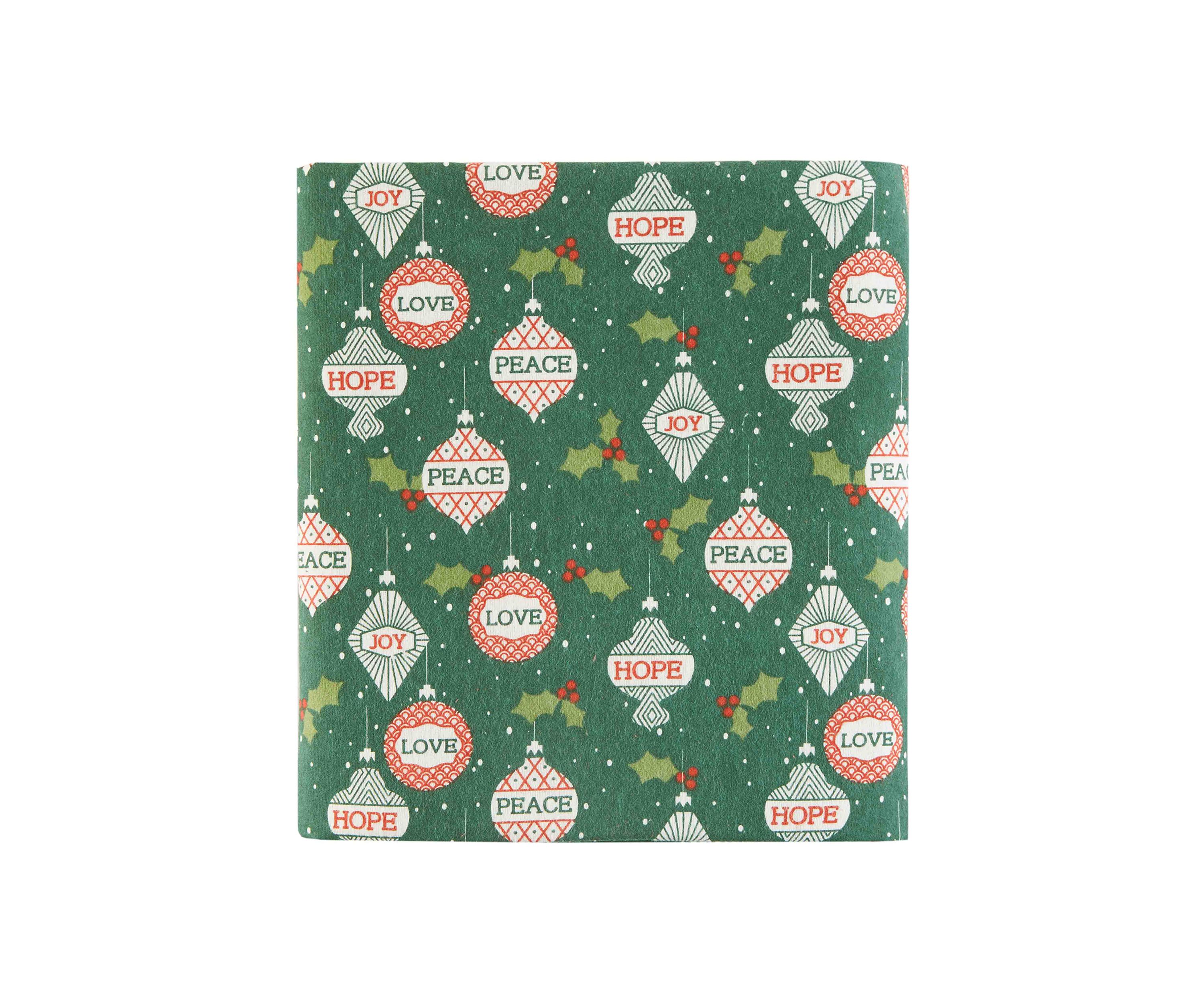 Vintage Christmas Ornament Flannel Sheet Set