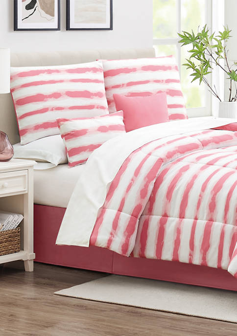 6-Piece Modern Southern Home Medford Comforter Set (Size: King in Pink)