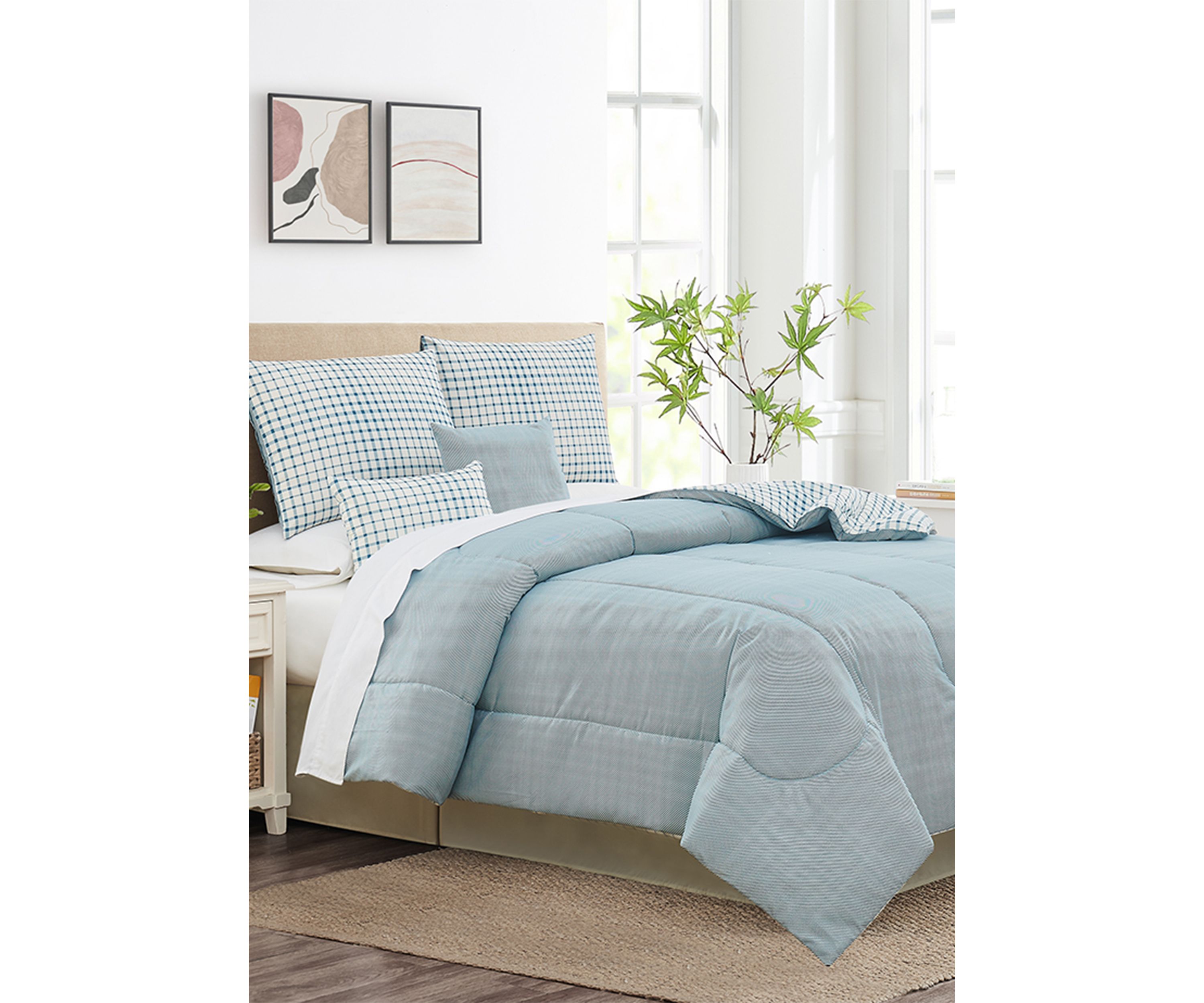 Plaid 6 Piece Quilt Set