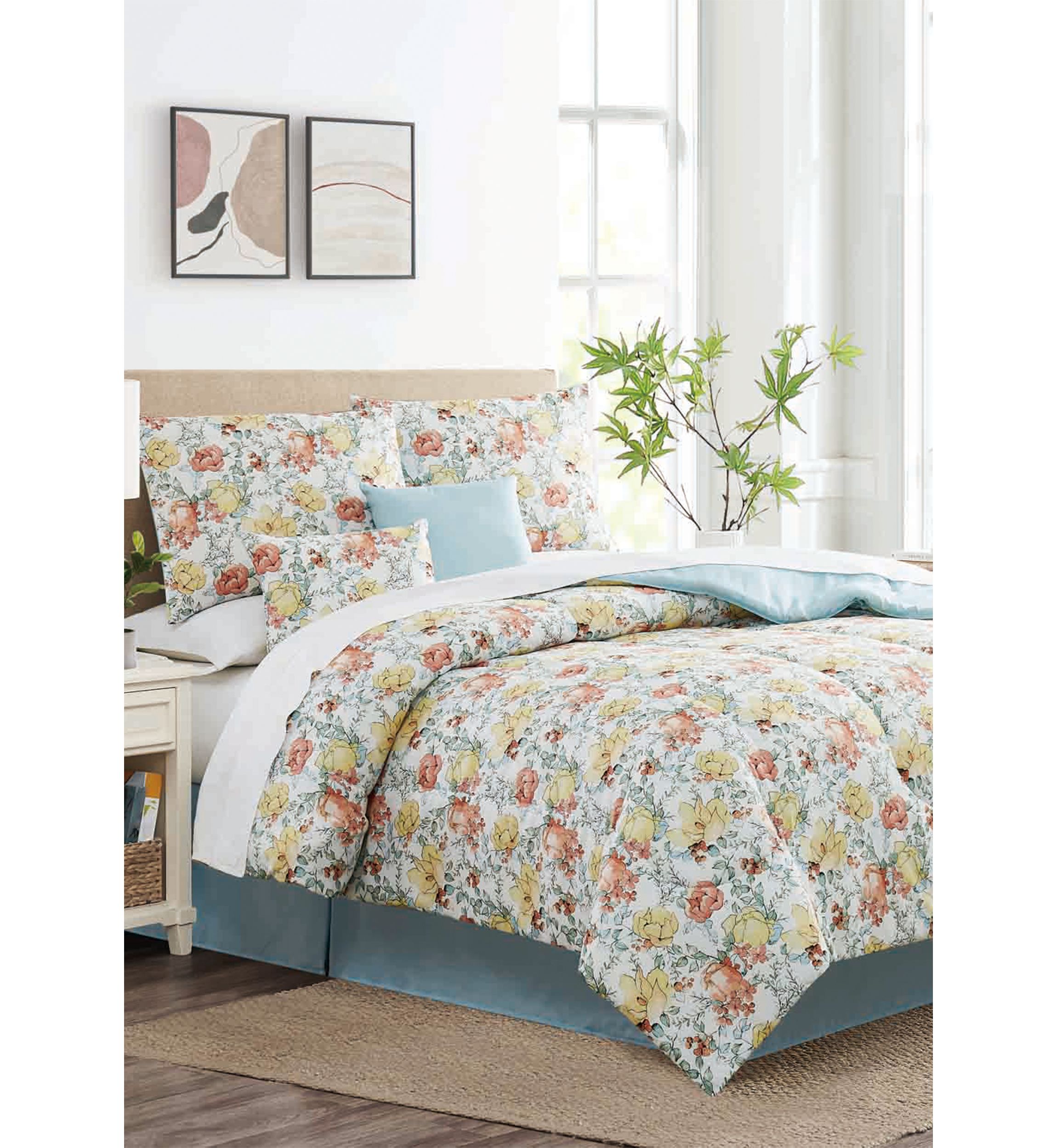 Watercolor Floral 6-Piece Comforter Set