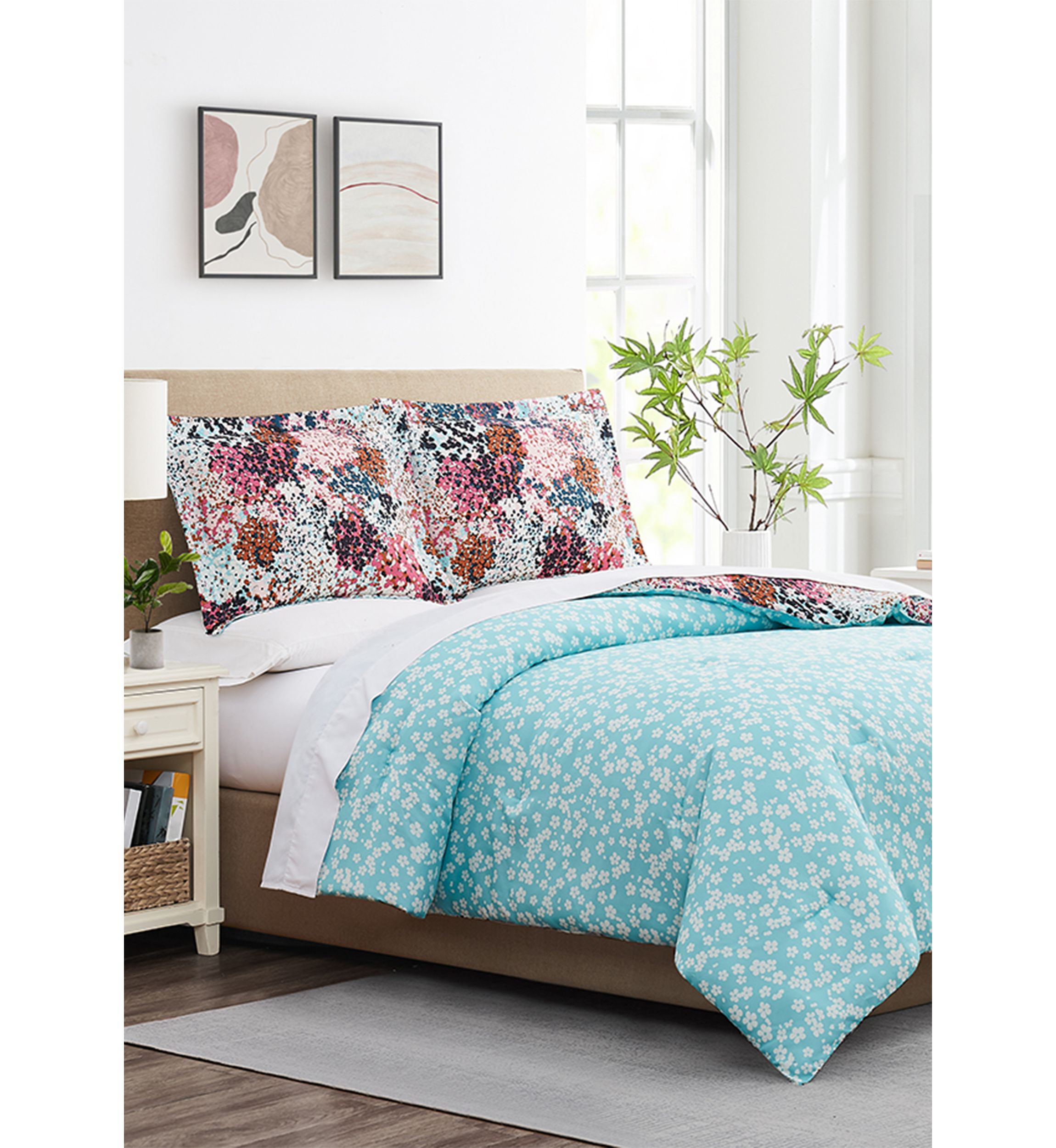 Multi Print Floral Comforter Set