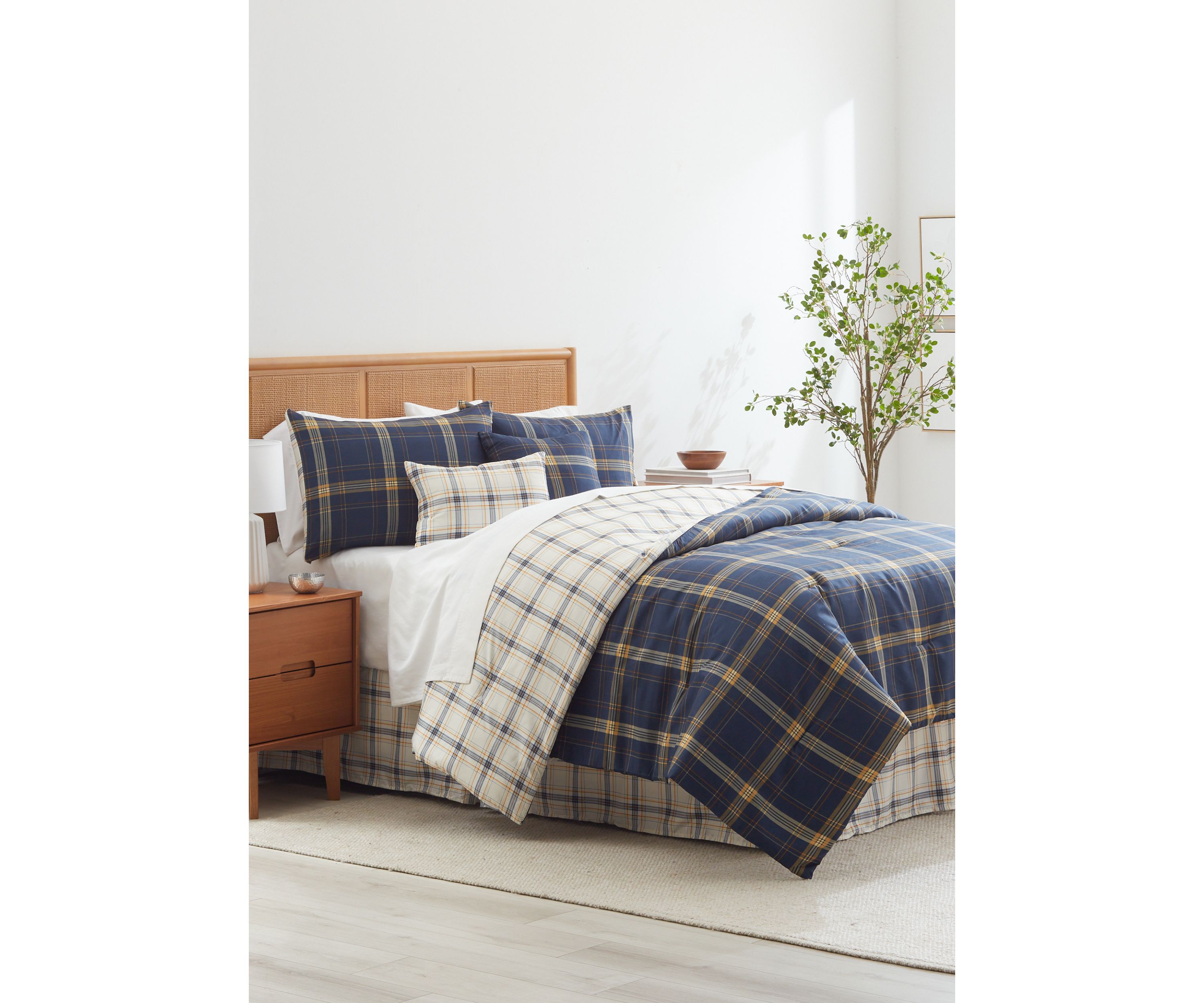 Navy Plaid 6 Piece Comforter Set