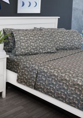 Ecko Unltd Camo Microfiber Sheet Set, Gray, Full -  5060877213083