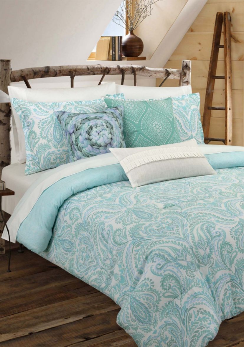Painterly Paisley White Comforter Set