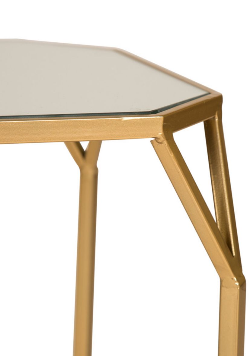 Deluxe Square Metal With Glass Gold Accent Table, Set of 2