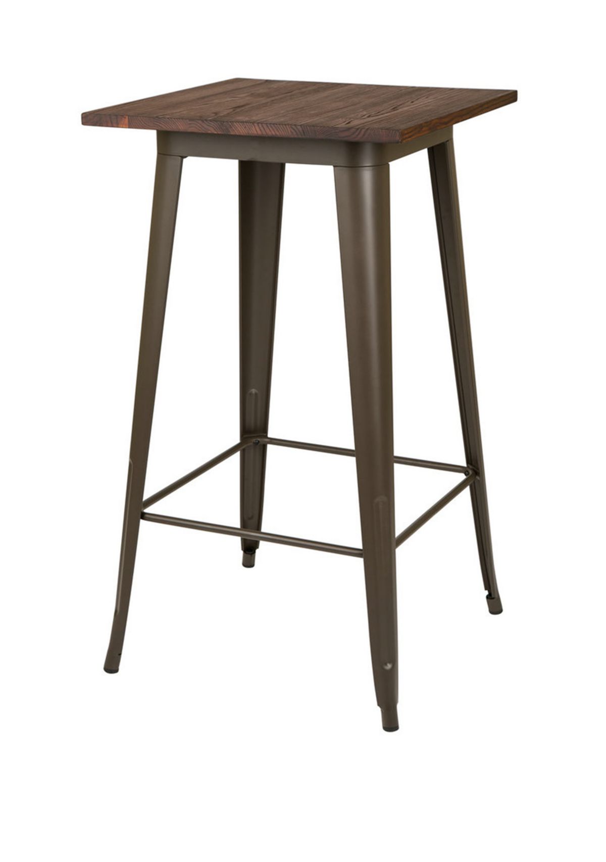 Rustic Steel Bar Table with Elm Wood Top