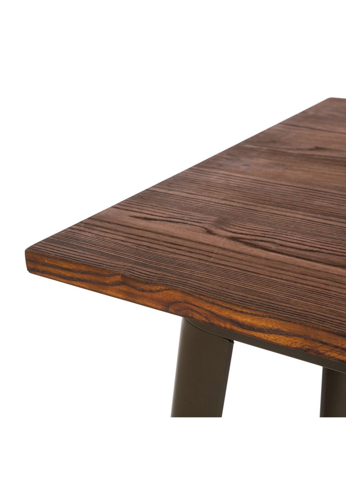 Rustic Steel Bar Table with Elm Wood Top