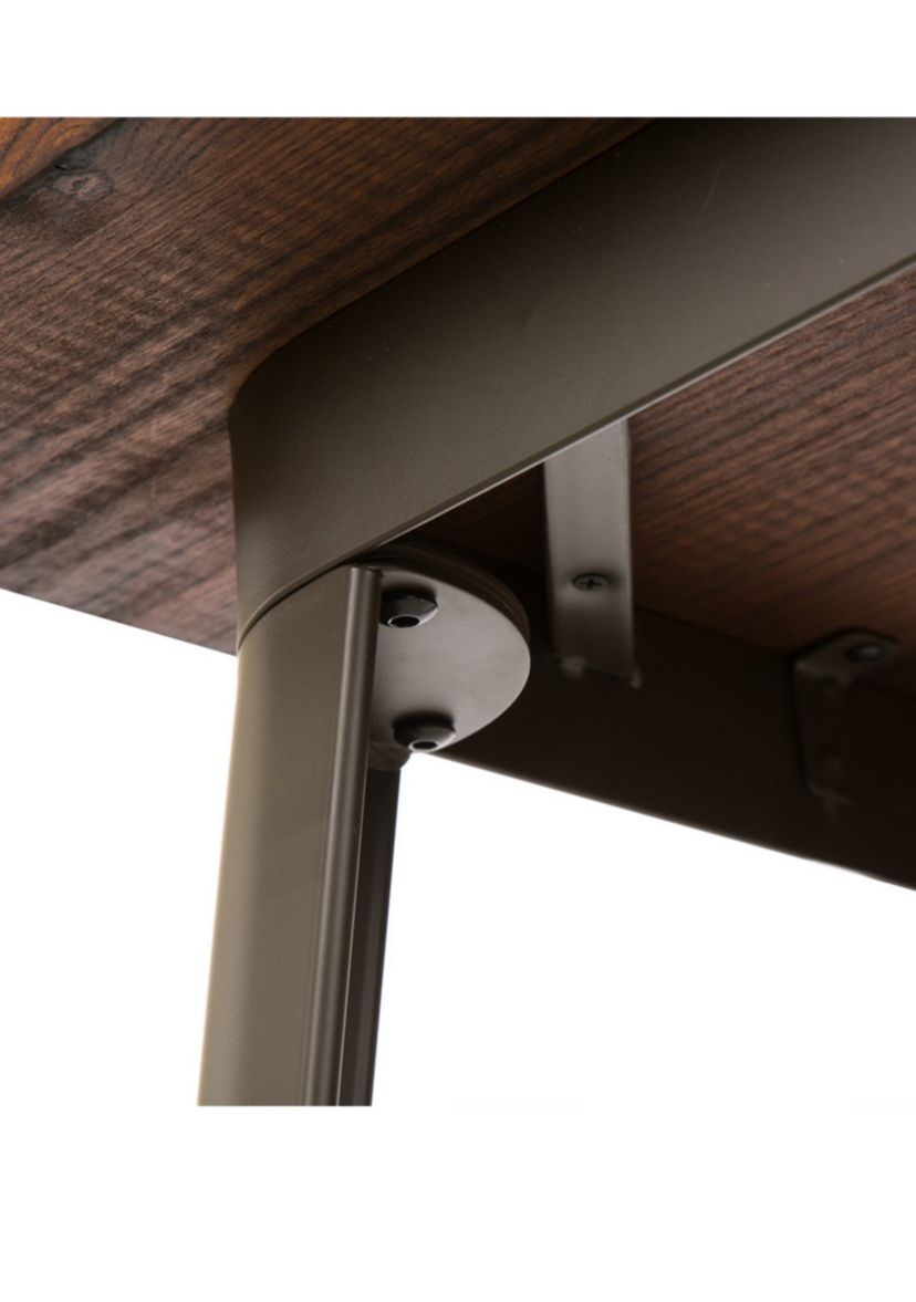 Rustic Steel Bar Table with Elm Wood Top