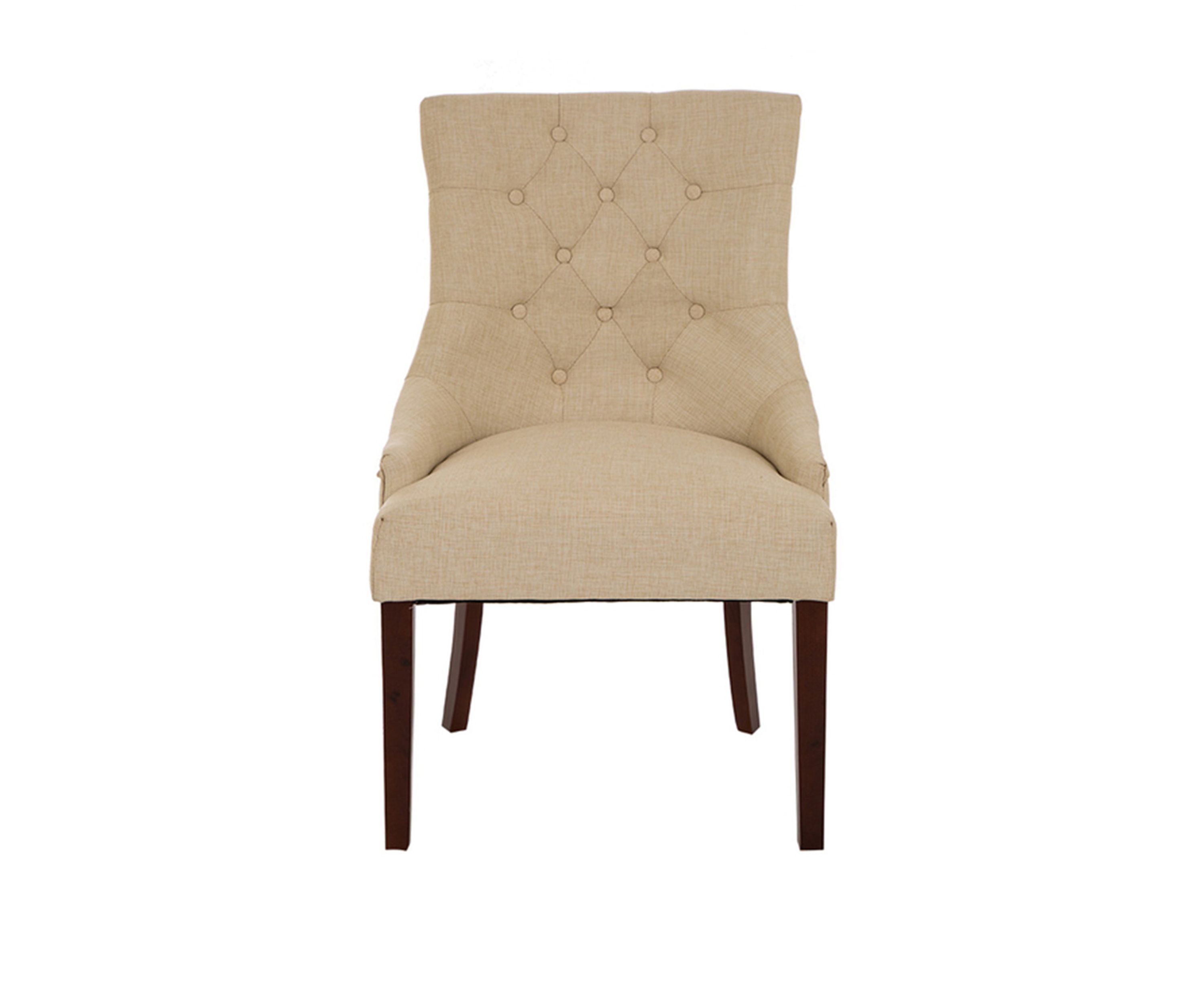 Modern Tufted Beige Fabric Dining Chairs Set Of 2