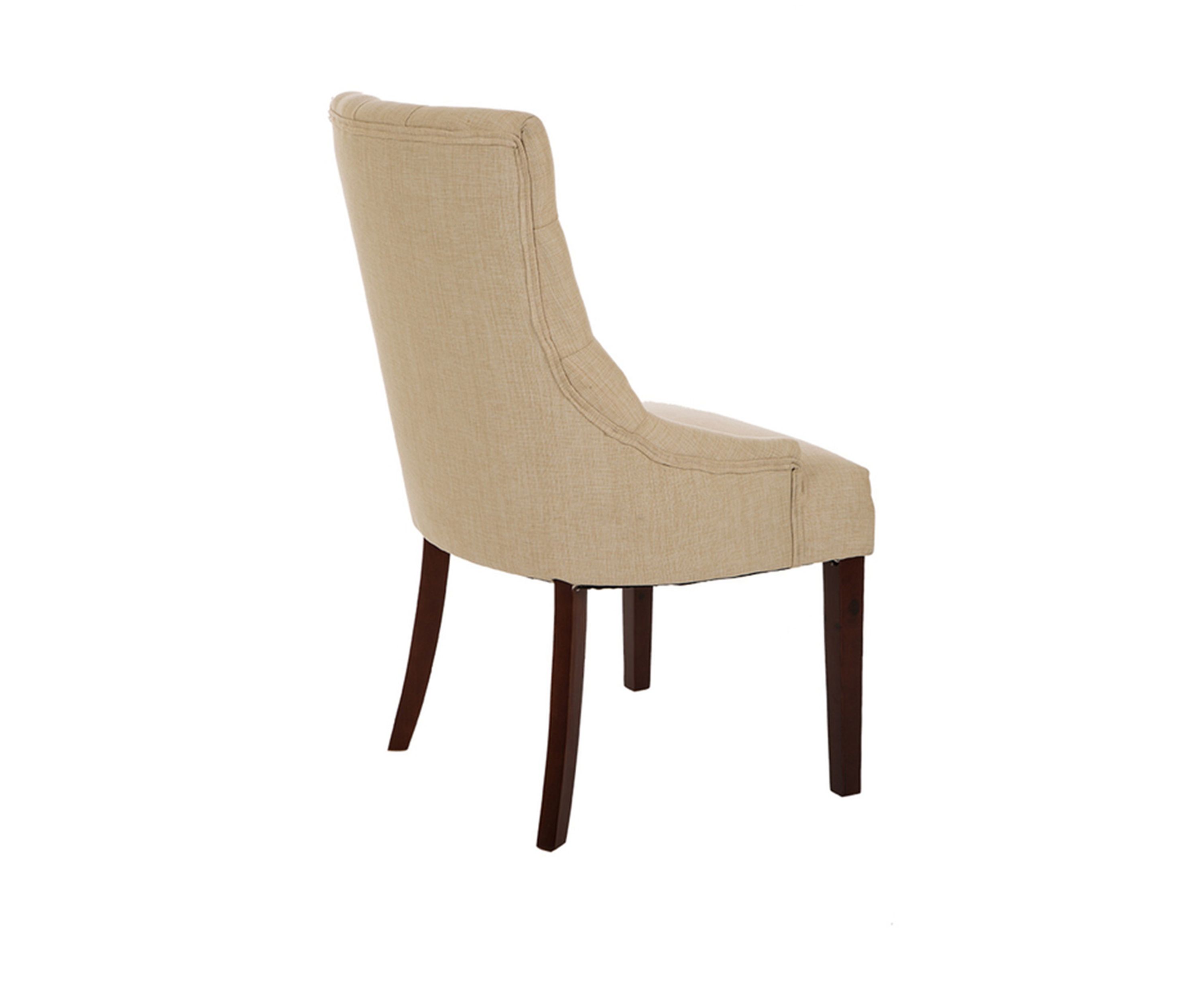 Modern Tufted Beige Fabric Dining Chairs Set Of 2