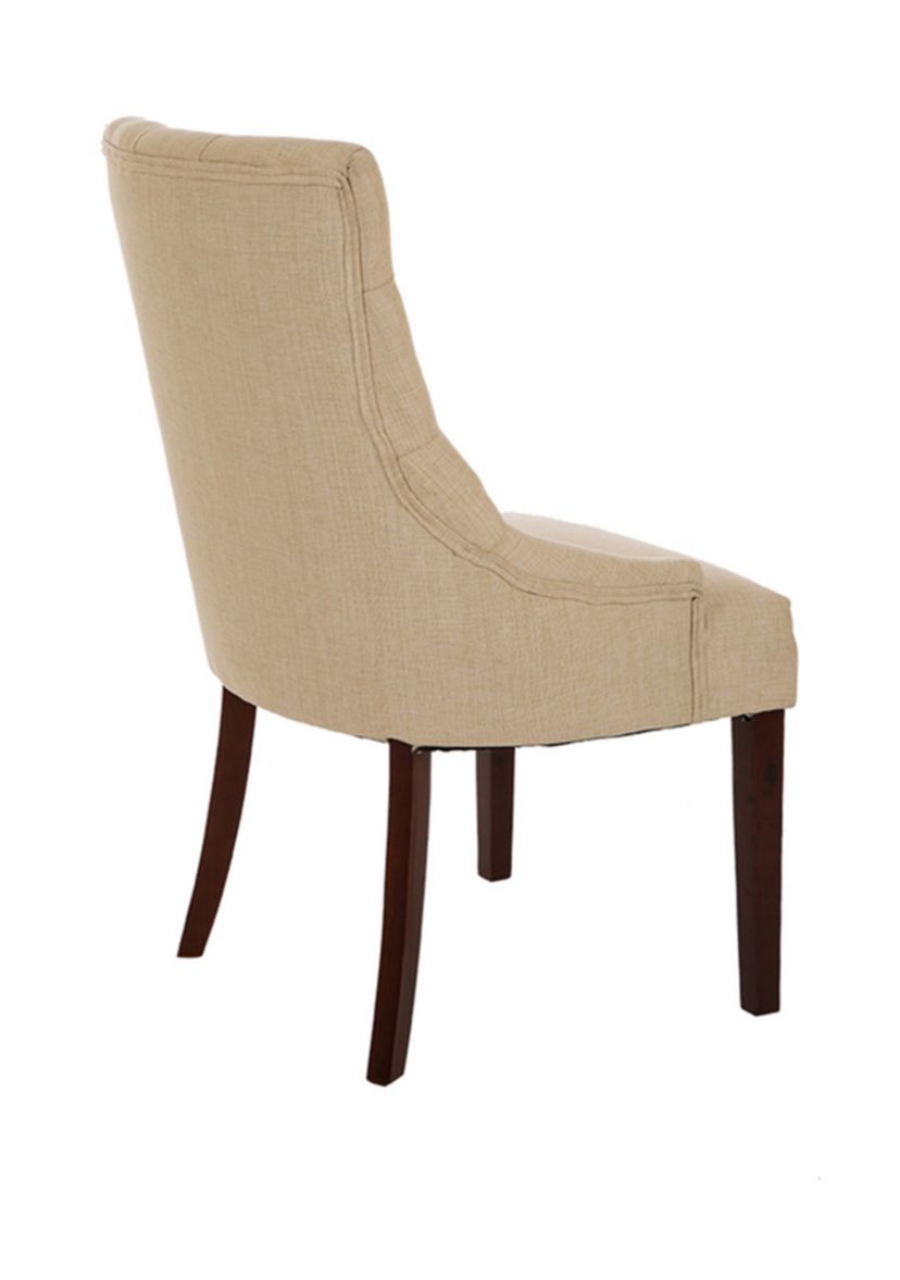 Modern Tufted Beige Fabric Dining Chairs Set Of 2