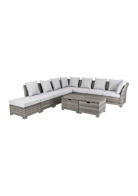 Glitzhome 10 Piece Outdoor Patio All-Weather Wicker Sectional
