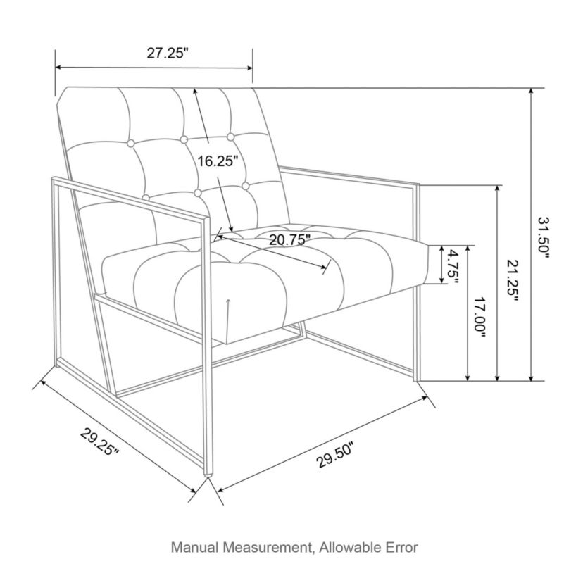 Mid-Century Modern Hunter Green Leatherette Button-tufted Accent Arm Chair with Black Metal Frame