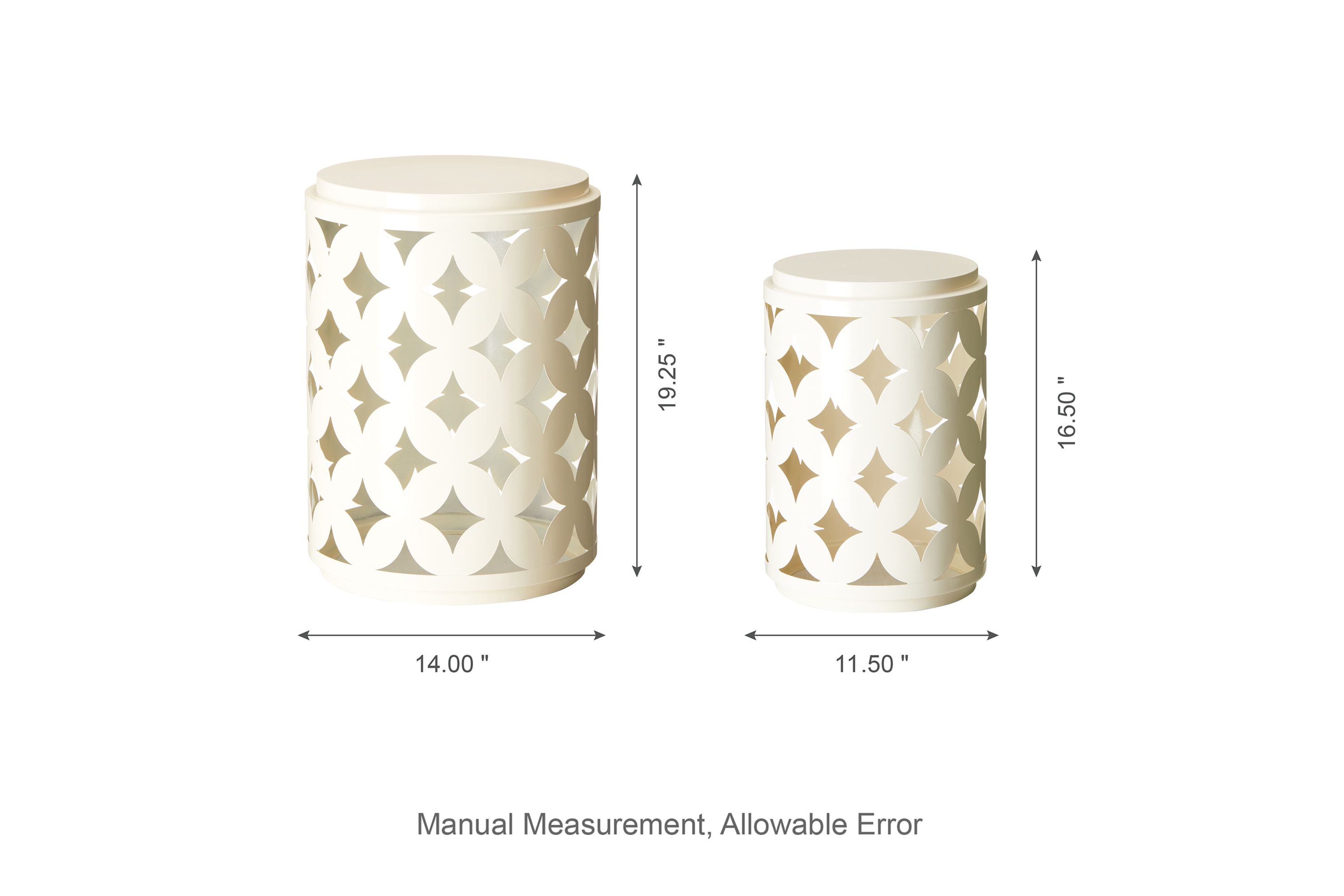 Set of 2 Modern Cream White Heavy Duty Metal Frame Side Table or Accent Stool