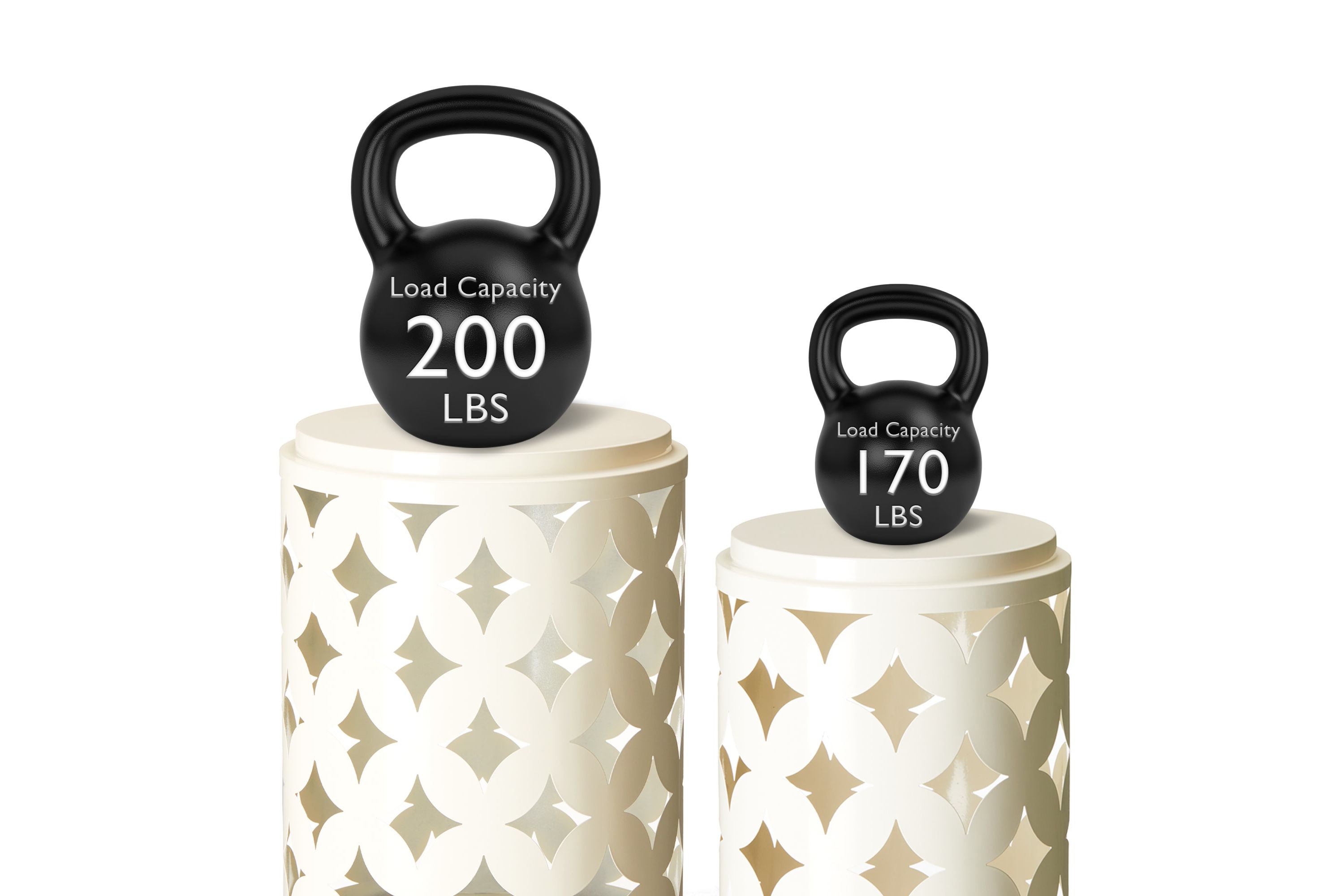 Set of 2 Modern Cream White Heavy Duty Metal Frame Side Table or Accent Stool